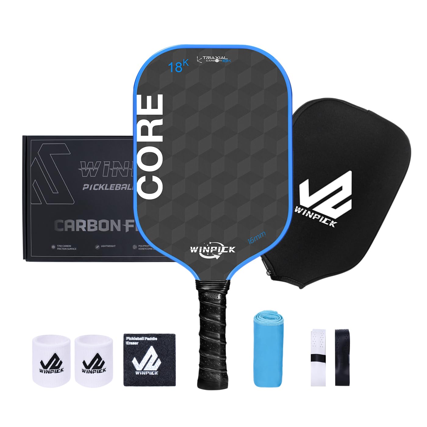 WINPICK USAPA Approved Pickleball Paddle - T700 Carbon Fiber Thermoformed Racket with High Spin & Power, 16mm Polypropylene Honeycomb Core, Anti-Slip Comfort Grip - Perfect for Competitive Play & Recreational Games