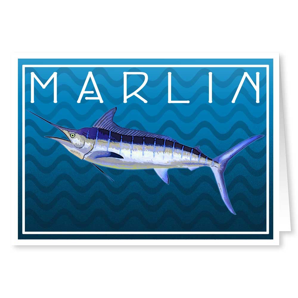 Premium Marlin Fish Theme Blank Note Cards - Set of 10 Deep Sea Fishing Greeting Cards | Perfect for Fishermen Gifts, Thank You Notes & Ocean Lover Stationery