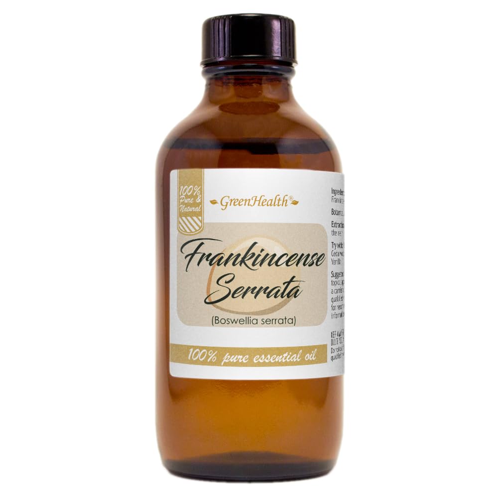 Frankincense Essential Oil 4 fl oz - 100% Pure Therapeutic Grade - Amber Glass Bottle with Dropper Cap - Aromatherapy, Meditation & Skin Care - GreenHealth