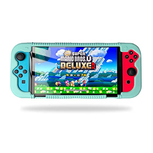 Premium Shock-Absorbent Silicone Case for Nintendo Switch OLED Model (2021) - Anti-Scratch Protective Cover with Ergonomic Grip - Ice Sea Blue - Perfect for Gaming, Travel & Home Entertainment