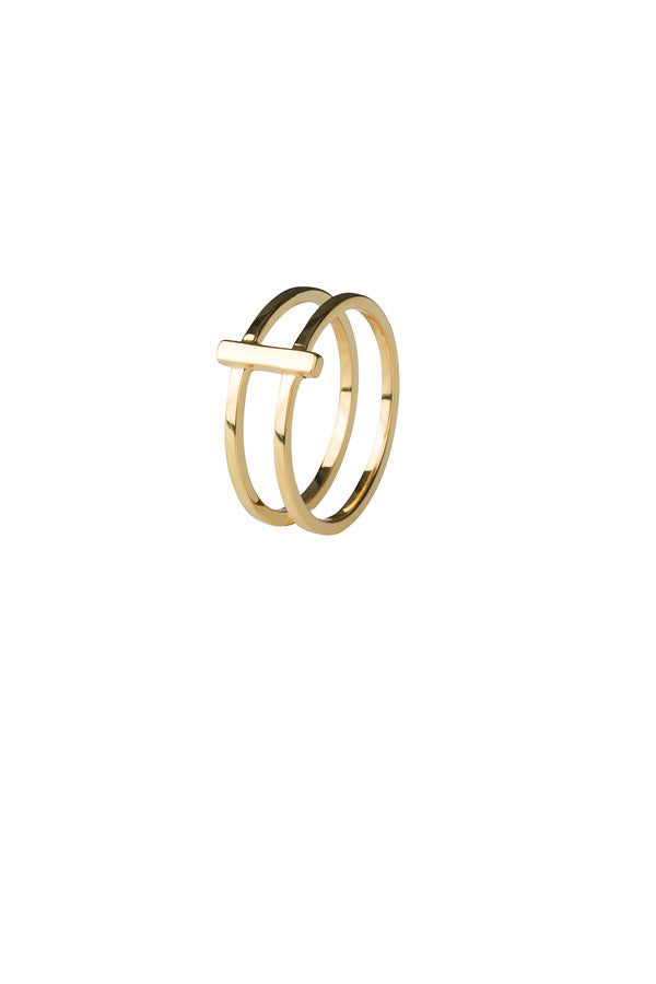 Maria Black Row Ring - High Polished Gold Plated Stackable Band Ring for Women, Minimalist Jewelry Gift for Her - Perfect for Everyday Wear, Date Nights & Special Occasions