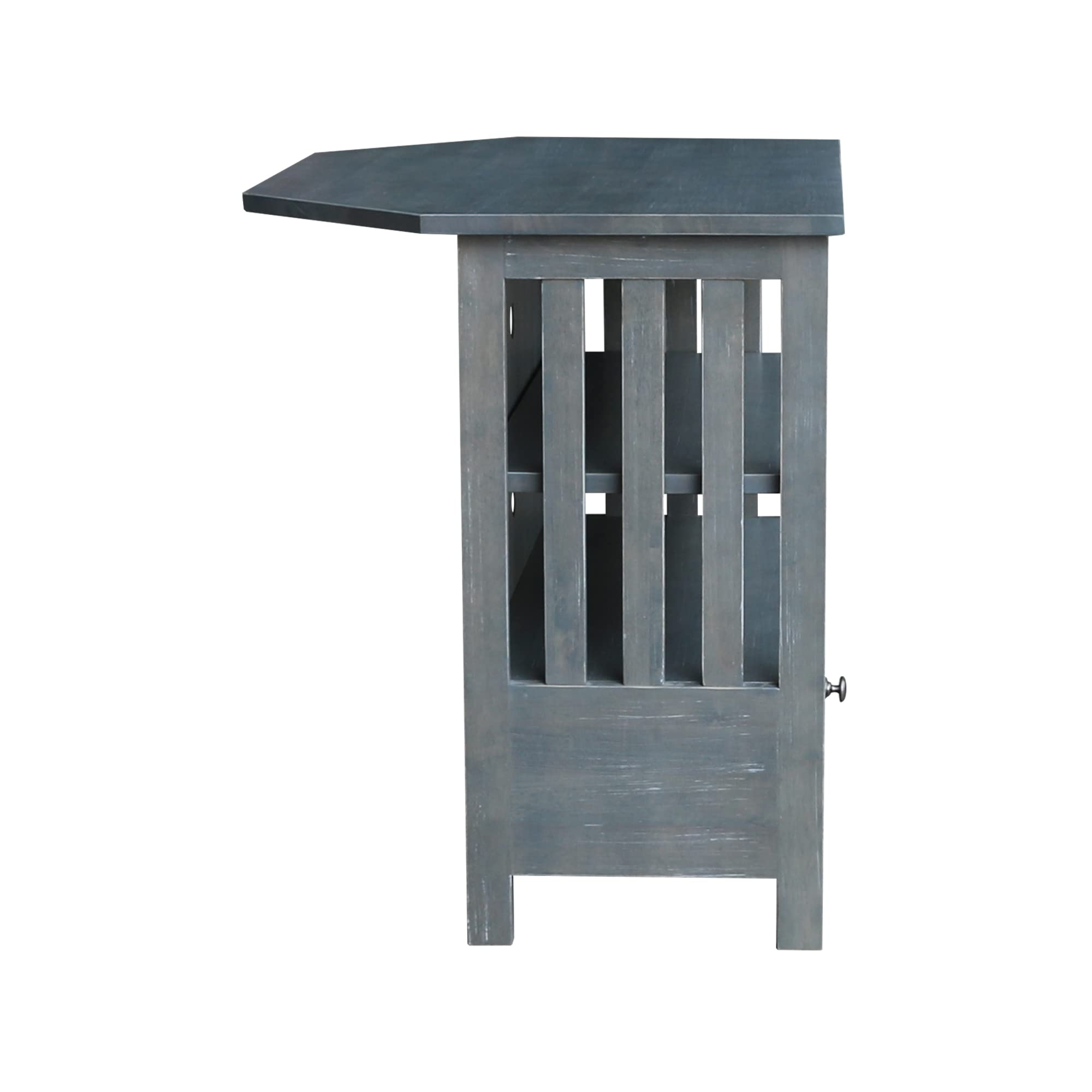 IC International Concepts Mission Corner TV Stand for 27-Inch TVs - Space Saving Wooden TV Cabinet with Sturdy Construction - Heather Grey Antique Washed Finish - Perfect for Small Living Rooms, Bedrooms & Apartments
