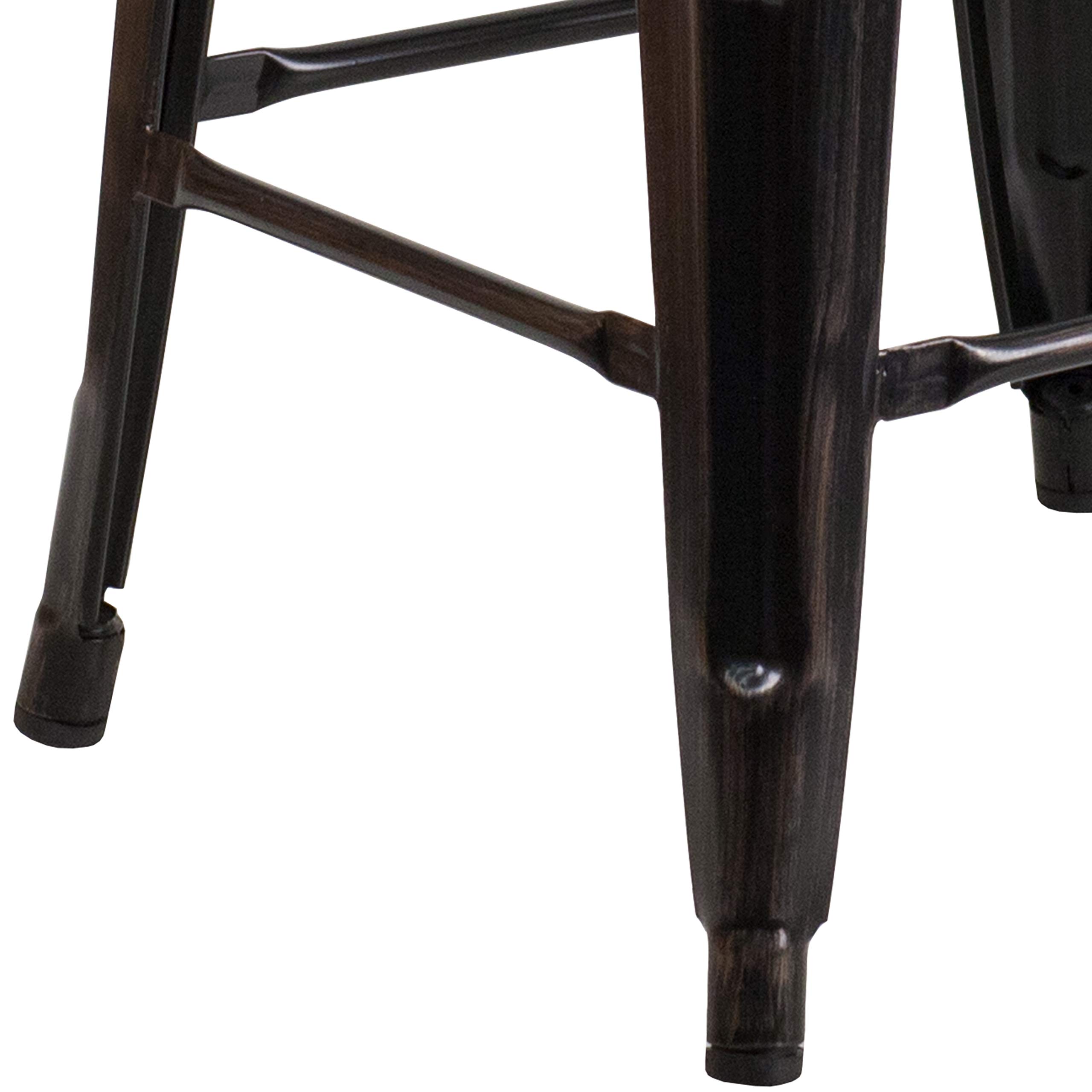 EMMA + OLIVER 30 Inch H Backless Bar Stool - Black & Antique Gold Metal Frame with Wooden Seat - Perfect for Kitchen Islands, Breakfast Bars & Home Decor