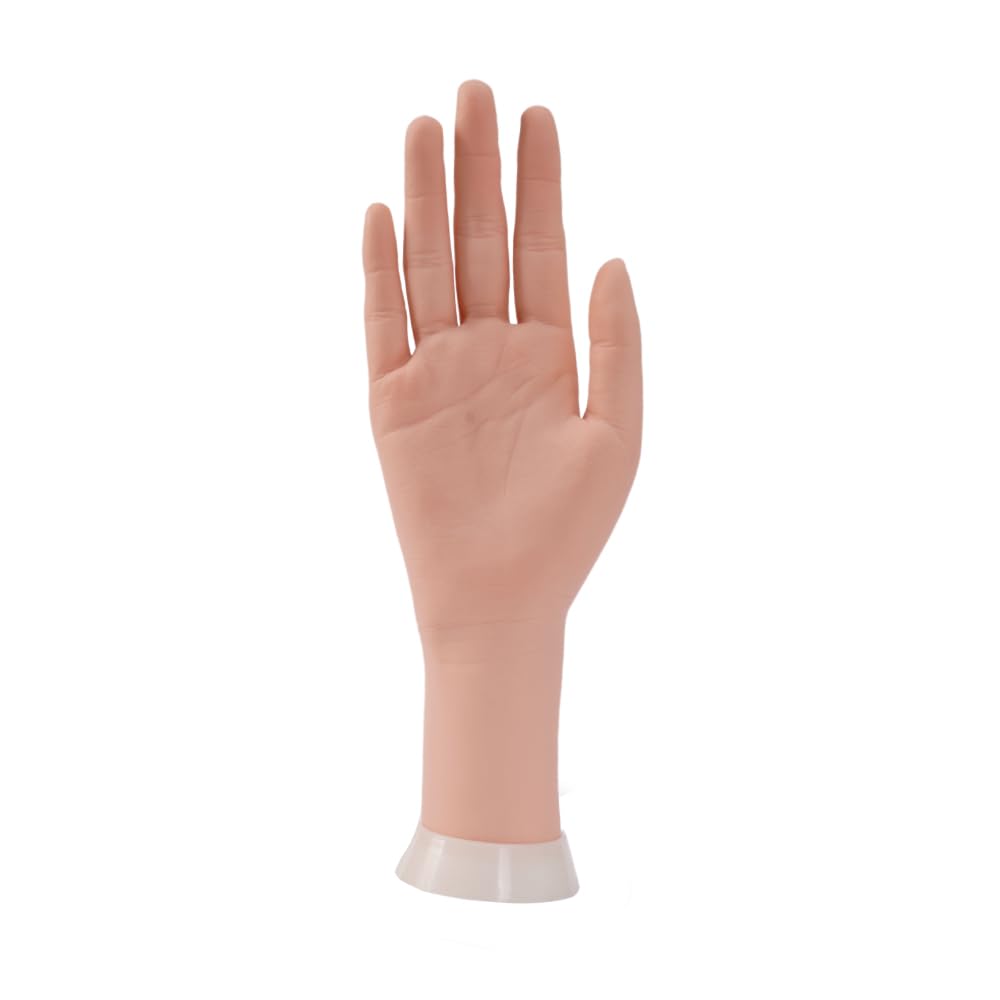 Acrylic Nail Practice Hand with Holder - Flexible Bendable Mannequin Hand for Nail Art Training, Perfect for Beginners & Professionals - Ideal for Salon Practice, Nail School & Home Manicure Training