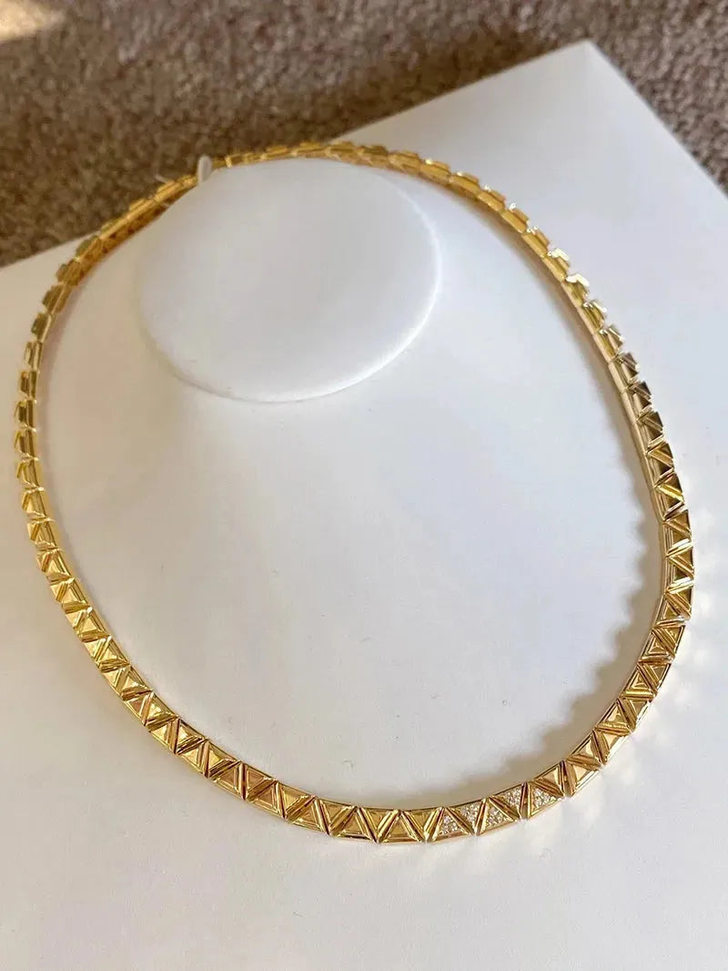 18K Yellow Gold Diamond Necklace for Women - 4.5mm Wide Luxury Chain with Natural Diamonds - Perfect for Senior Banquets, Weddings & Special Occasions
