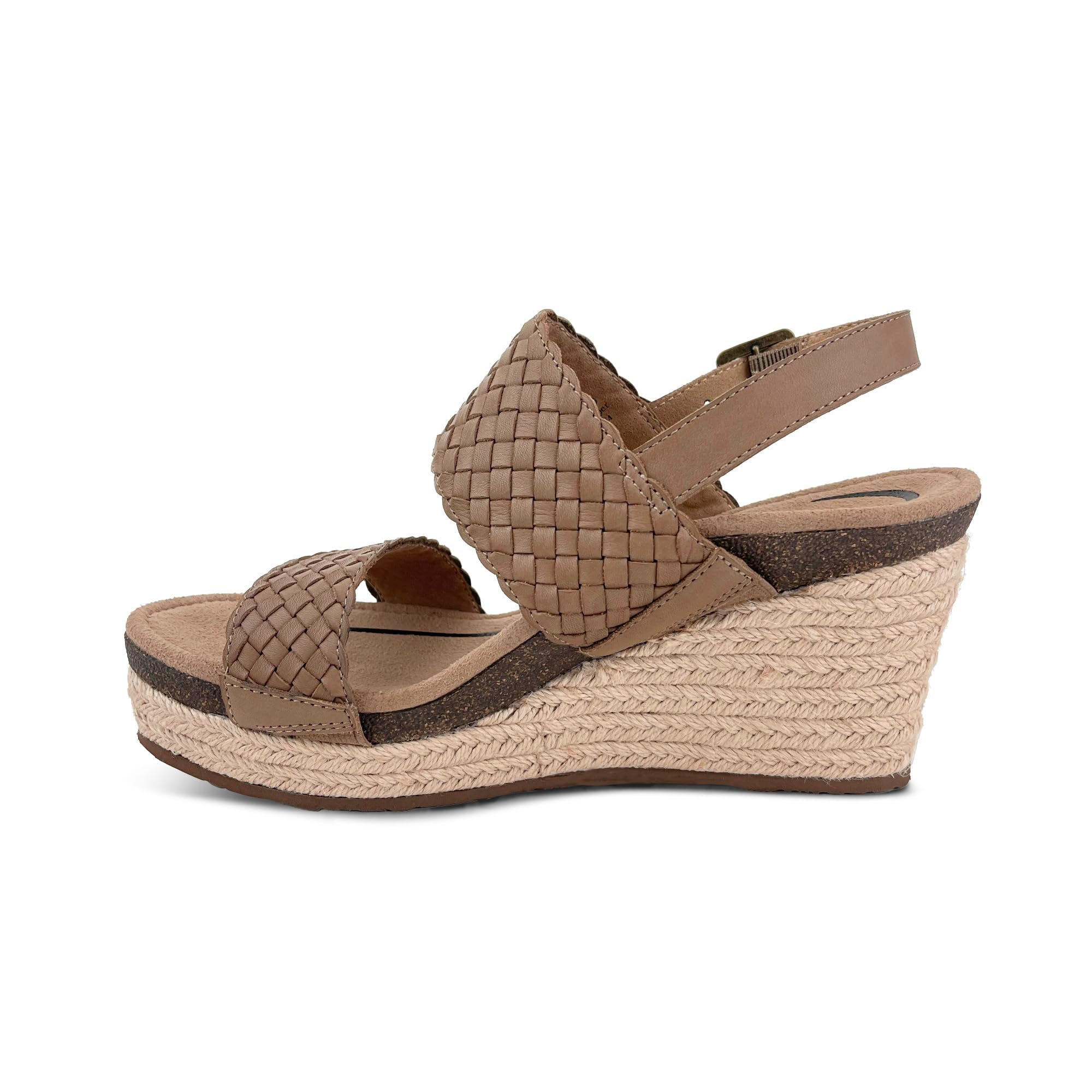 Aetrex Women's Orthopedic Wedge Sandals with Arch Support - Comfortable Summer Woven Quarter Strap Jute Platform Sandals for Walking, Travel & Casual Outfits