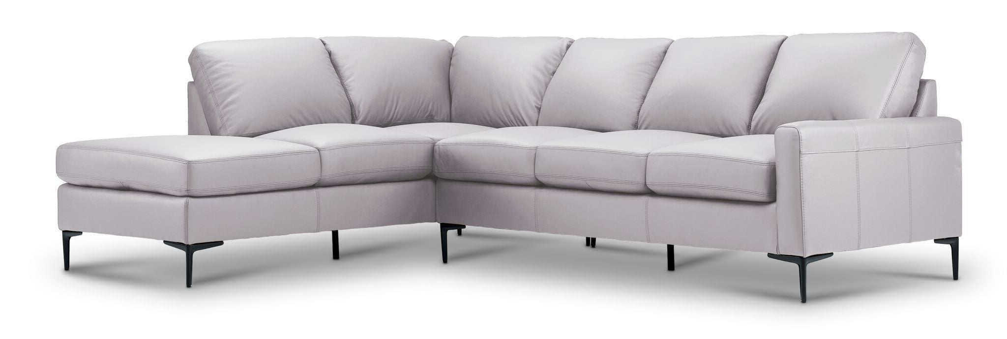 Premium Chito Leather 2-Piece Sectional Sofa with Left-Facing Chaise in Cloud Grey - Modern Living Room Furniture for Comfortable Lounging & Entertaining