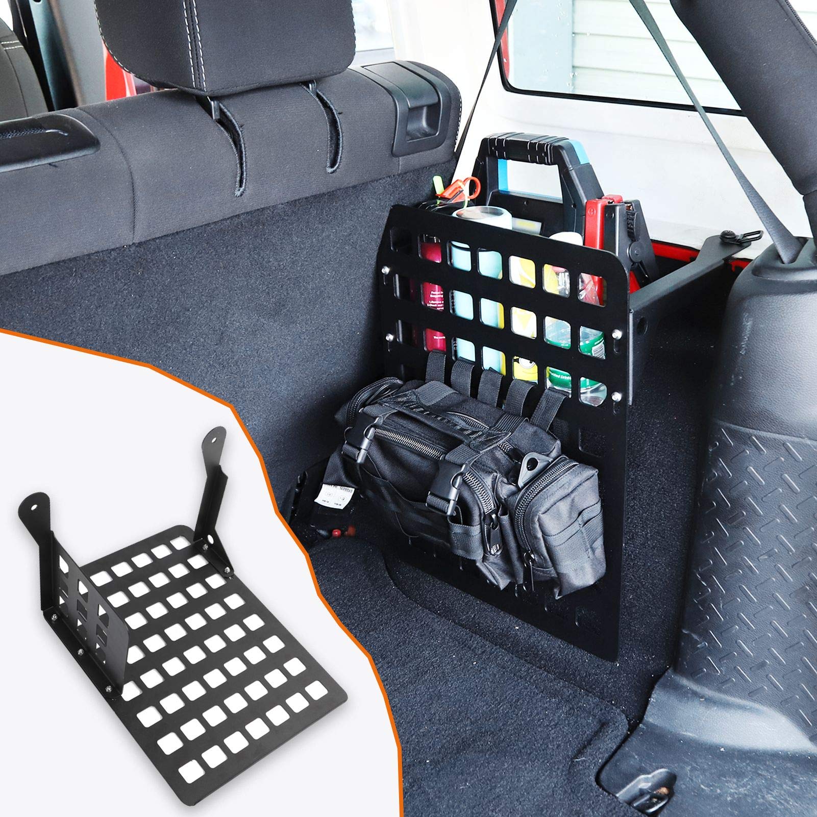 Heavy Duty Metal MOLLE Storage Trunk Organizer Cargo Rack Shelf for 2007-2018 Jeep Wrangler JK & Unlimited 4-Door (Passenger Side) - Perfect for Off-Road Gear Organization & Adventure Storage