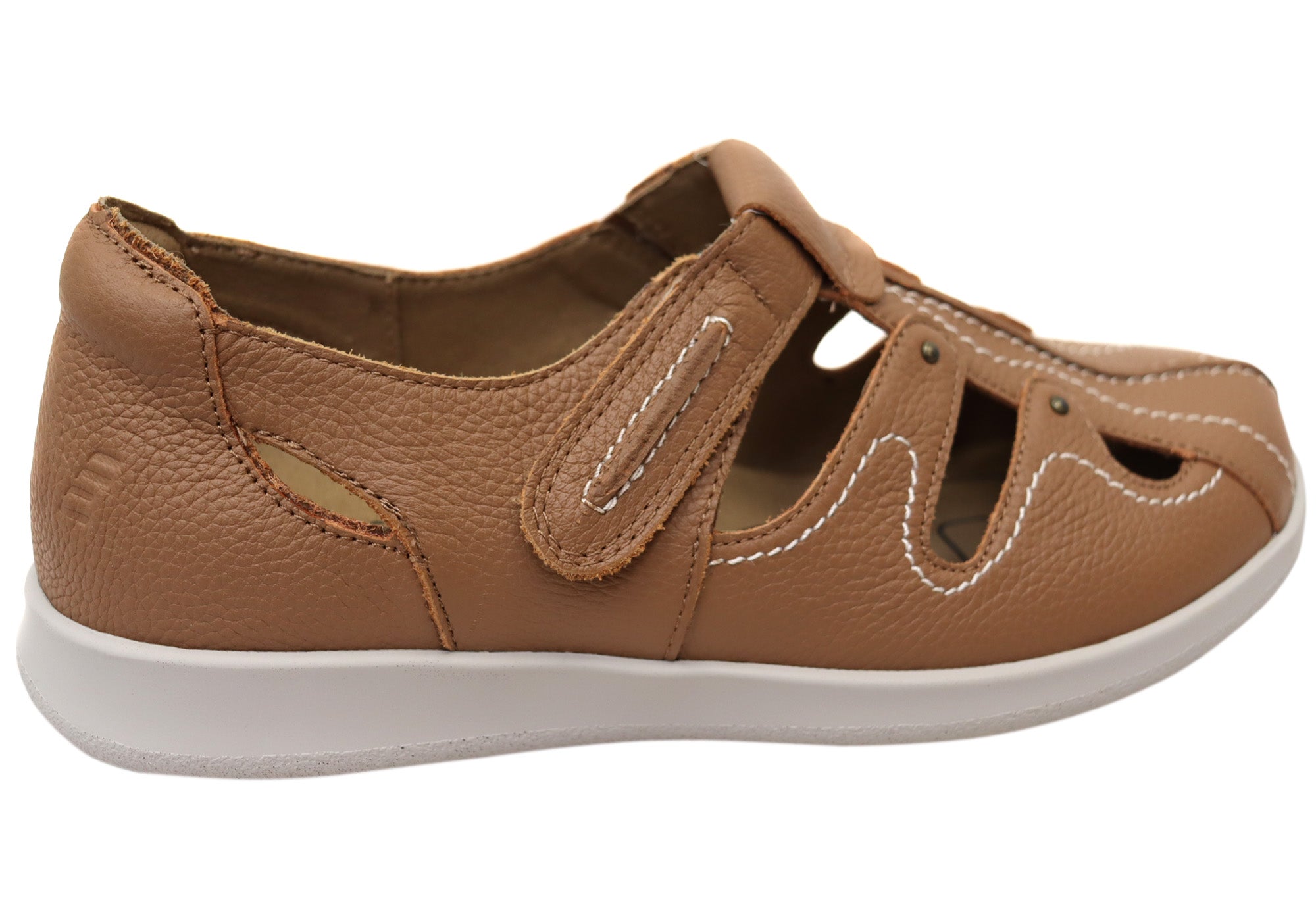 Homyped Jamima Tan Women's Genuine Leather Wide Fit Comfortable Walking Shoes - Perfect for Work, Travel & Everyday Wear