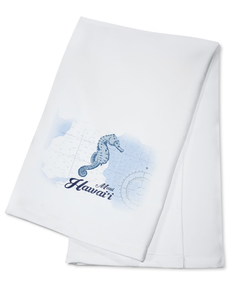 Hawaii Maui Seahorse Blue 100% Cotton Tea Towel - Coastal Decor Kitchen Hand Towel for Home & Beach House
