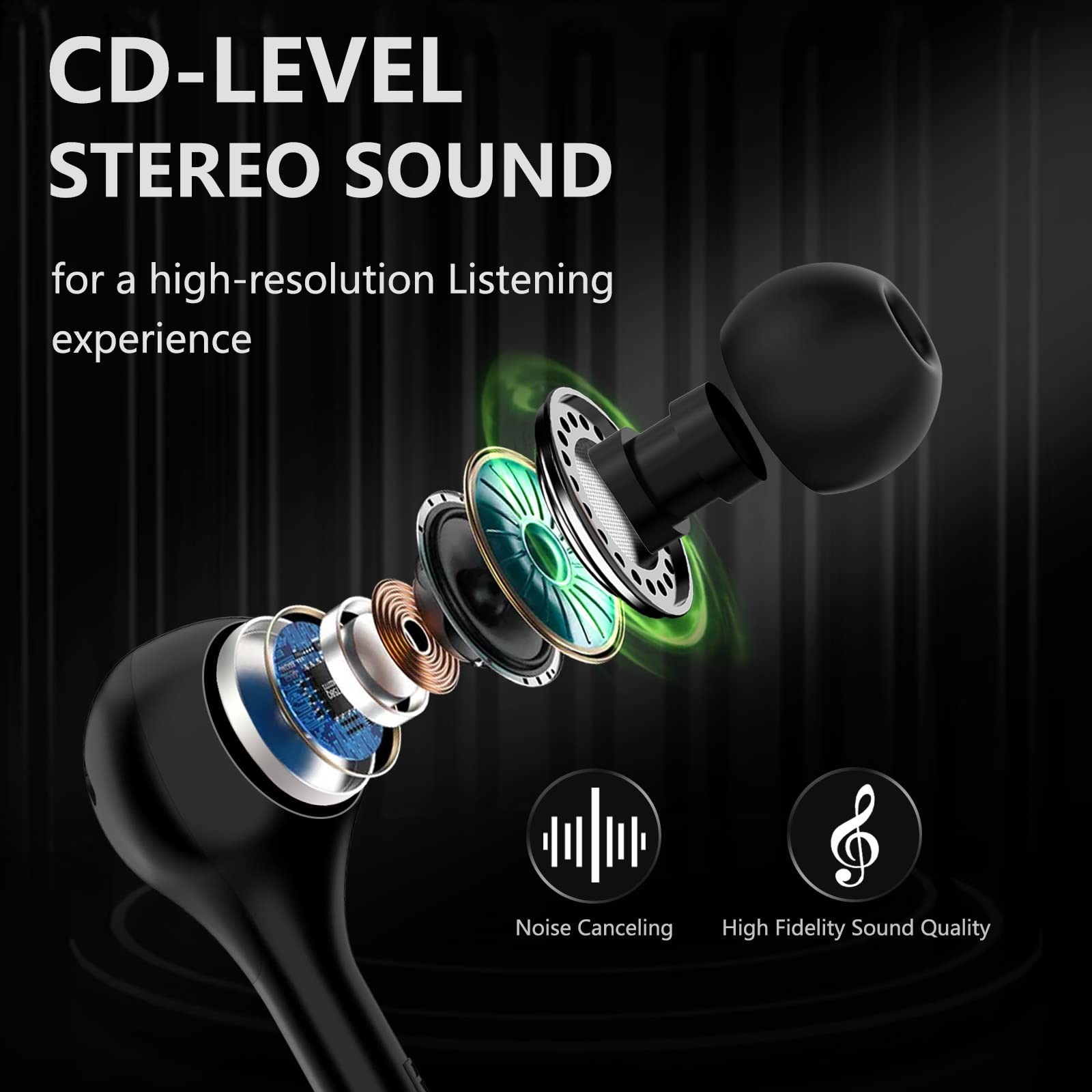 Bluetooth Neckband Headphones with Noise Cancelling - Wireless Magnetic Earbuds for Samsung Galaxy S24/S23/S22/S21/Note, iPhone 16/15/14/13 Pro Max, Pixel 8/7/6A - Stereo Sound & Built-in Mic for Workouts, Commuting & Travel