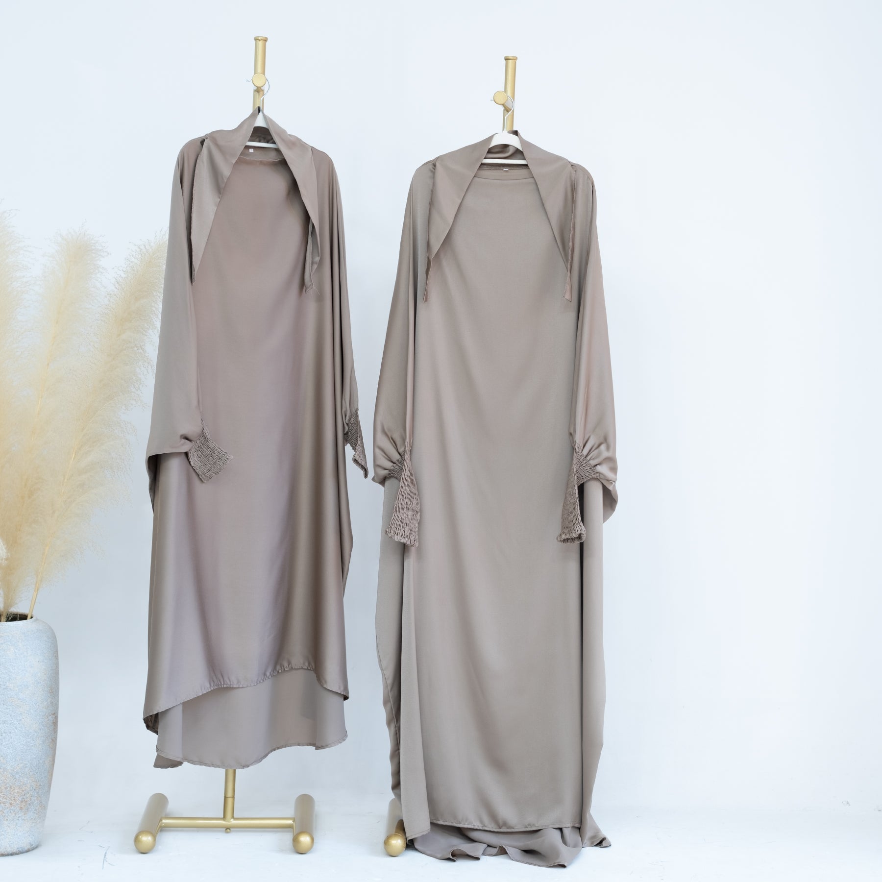Marwa Kids Satin Jilbab Ash Color - Soft Muslim Hijab for Girls - Perfect for School, Prayer & Special Occasions