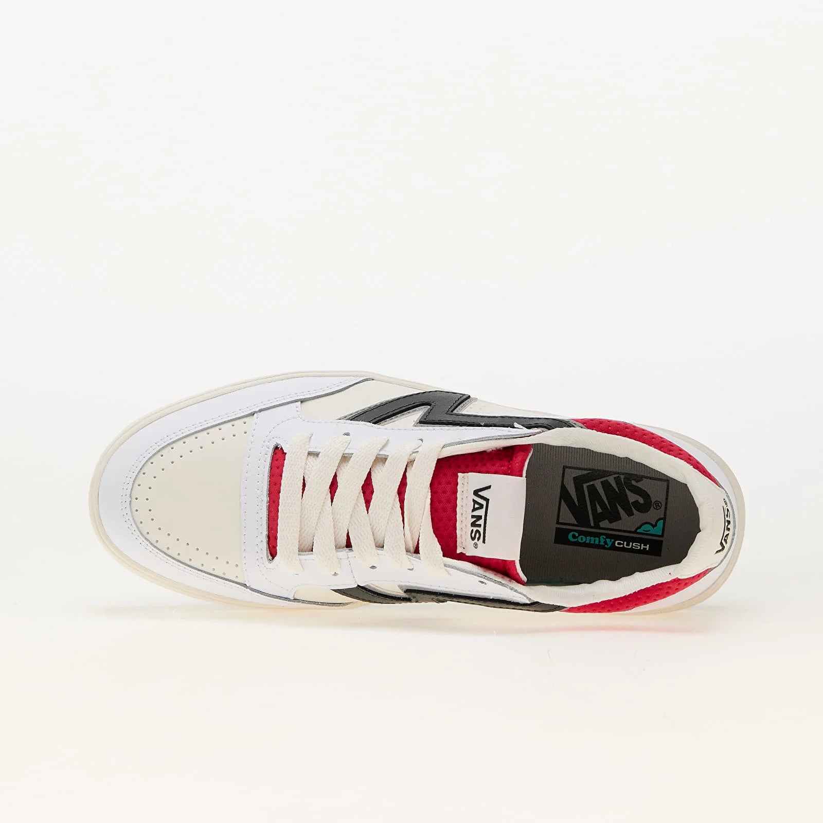 VANS Women's Lowland ComfyCush Leather Sneakers - Marshmallow/Multi Color Casual Shoes for Walking, Travel & Everyday Wear