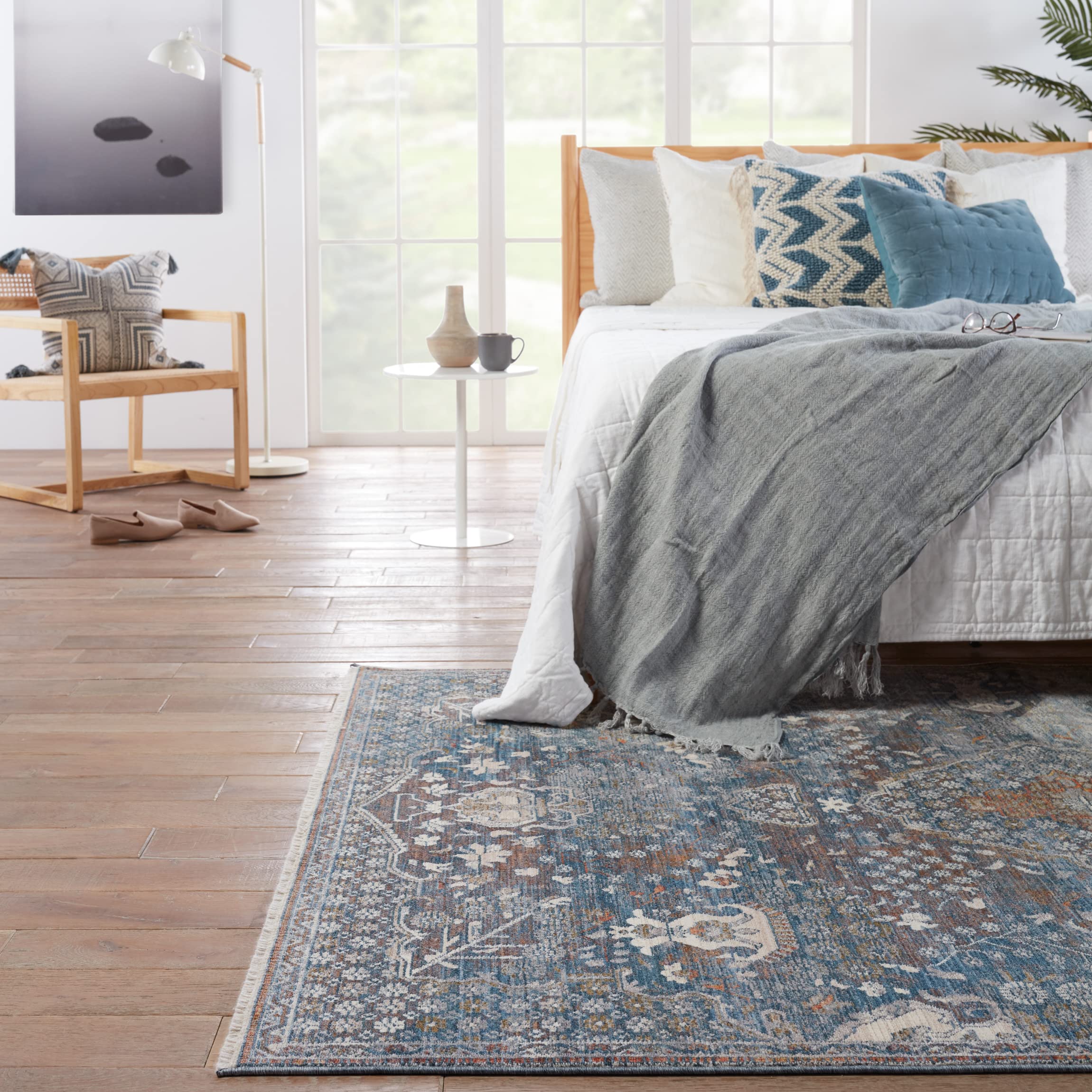 Jaipur Living Washable Soft 8x10 Large Area Rug - Boho Chic Blue and Gray - Perfect for Living Room, Bedroom & Home Decor