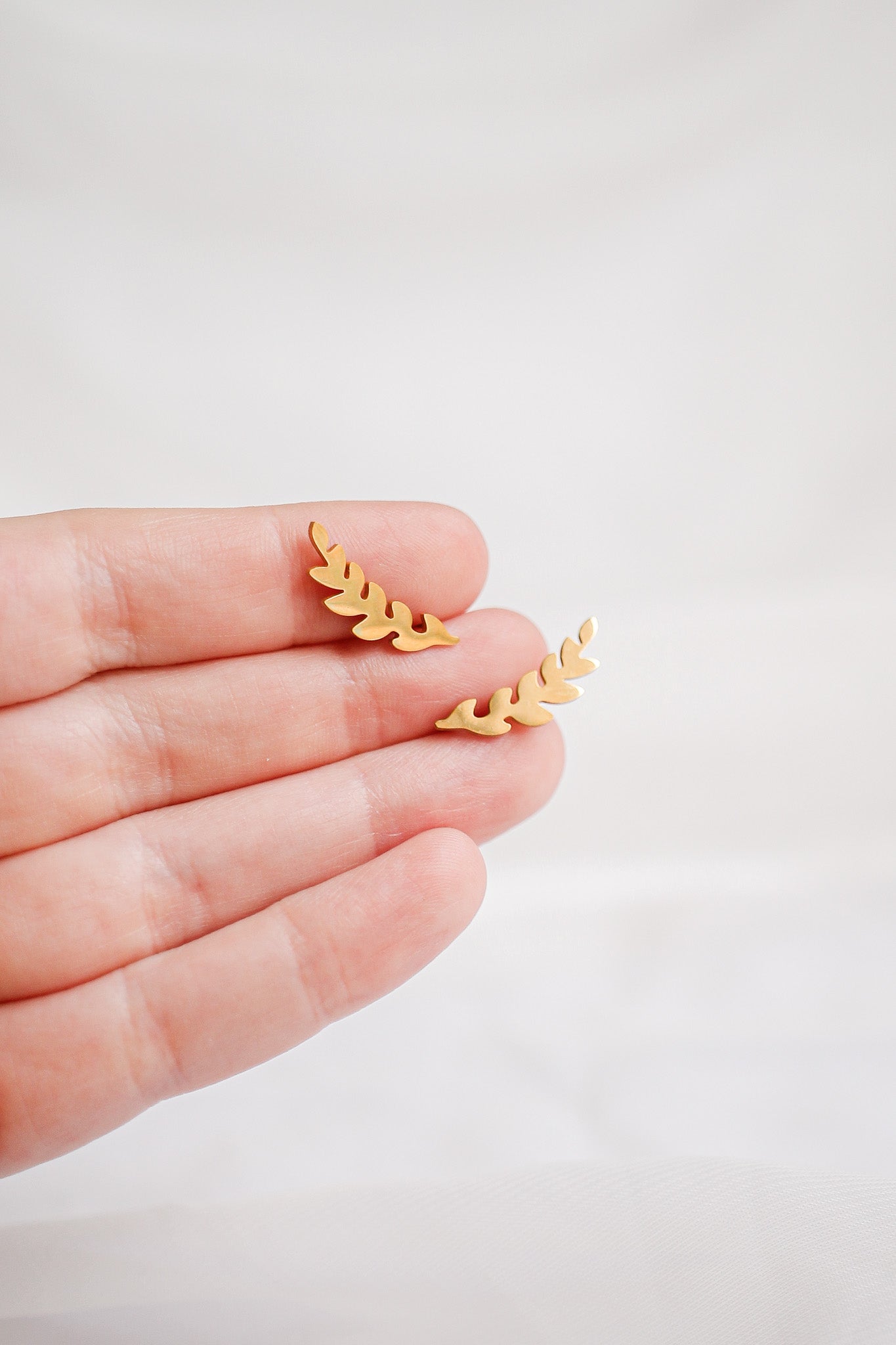Laurel Climber Stud Earrings for Women - 14K Gold Plated Minimalist Dainty Flower Earrings - Perfect for Everyday Wear, Gift Giving & Special Occasions