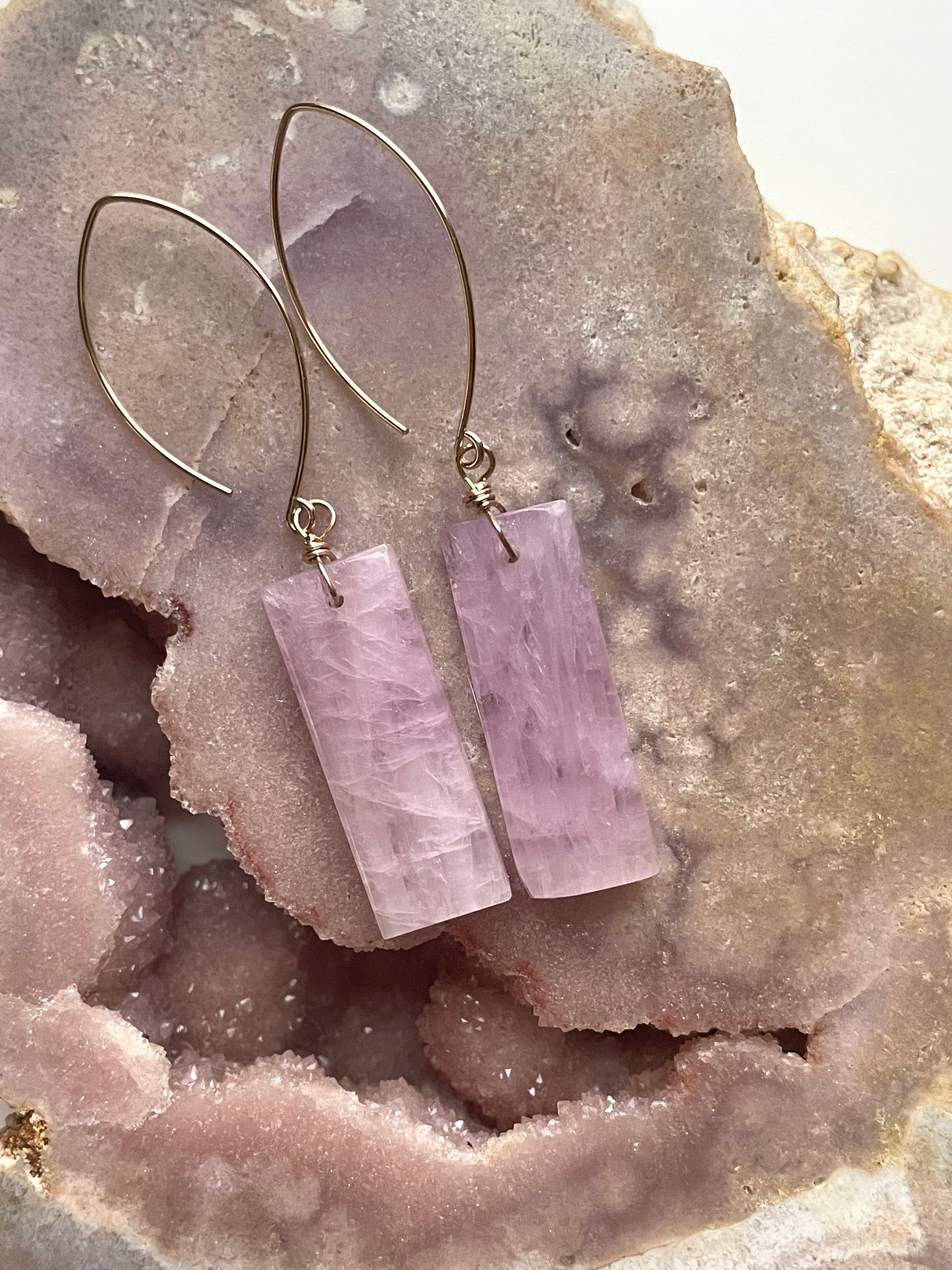 14K Gold Filled Kunzite Statement Earrings for Women - Elegant Dangle Drop Earrings for Wedding, Party & Special Occasions