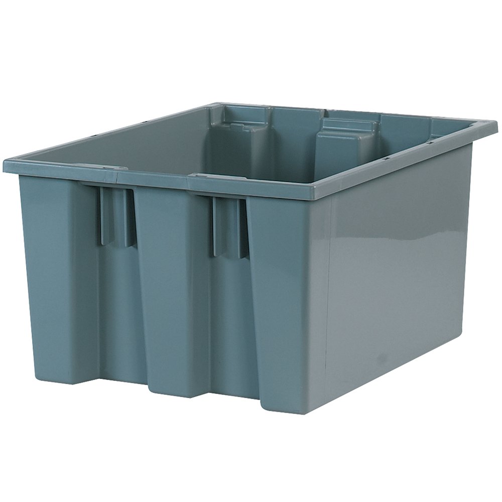 Aviditi 6-Pack Large Plastic Stackable & Nestable Storage Bins, 17 x 14.5 x 9.875 Inches, Gray - Home, Office & Warehouse Organization Solutions for Closet, Pantry, Garage & Shelving Storage