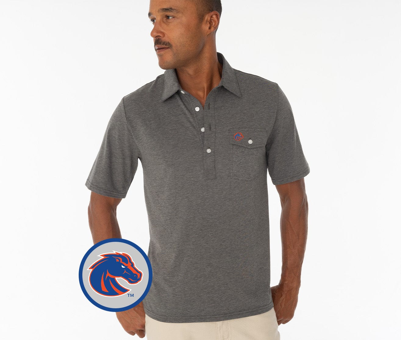 Boise State Broncos Coach's Performance Shirt - Heather Grey - Breathable & Moisture-Wicking for Sports & Outdoor Activities