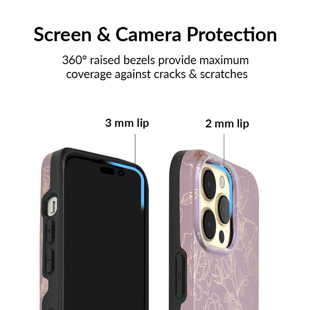 Dusty Rose Chrome Floral iPhone Case - Elegant Protective Phone Cover for iPhone 13/14/15 Pro Max - Perfect for Women, Girls, Daily Use, Gift Giving & Special Occasions