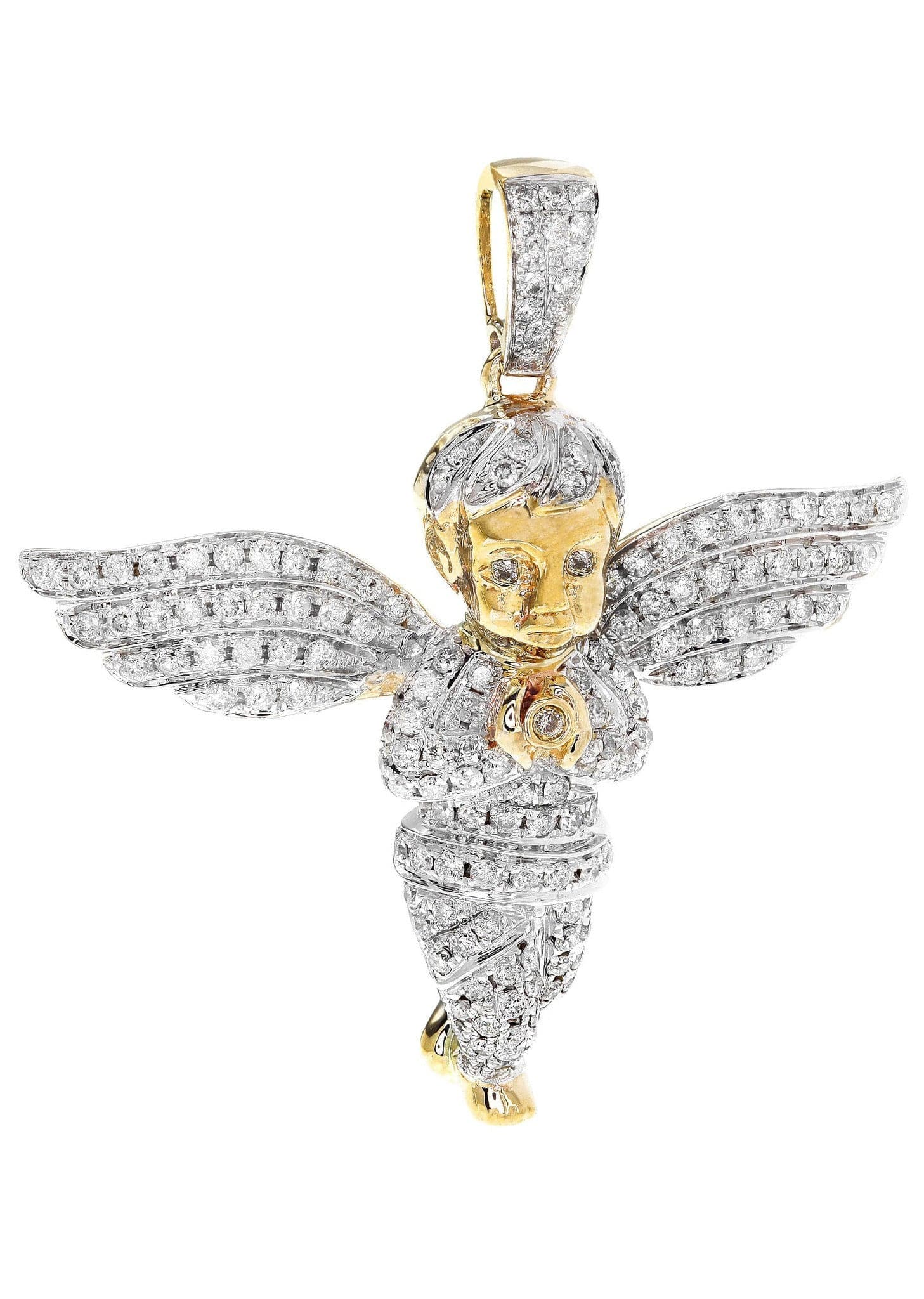 Diamond Angel Pendant Necklace - 9.75 Grams (1.88 Carats) Genuine White Gold Jewelry - Perfect for Gifts, Anniversaries & Special Occasions