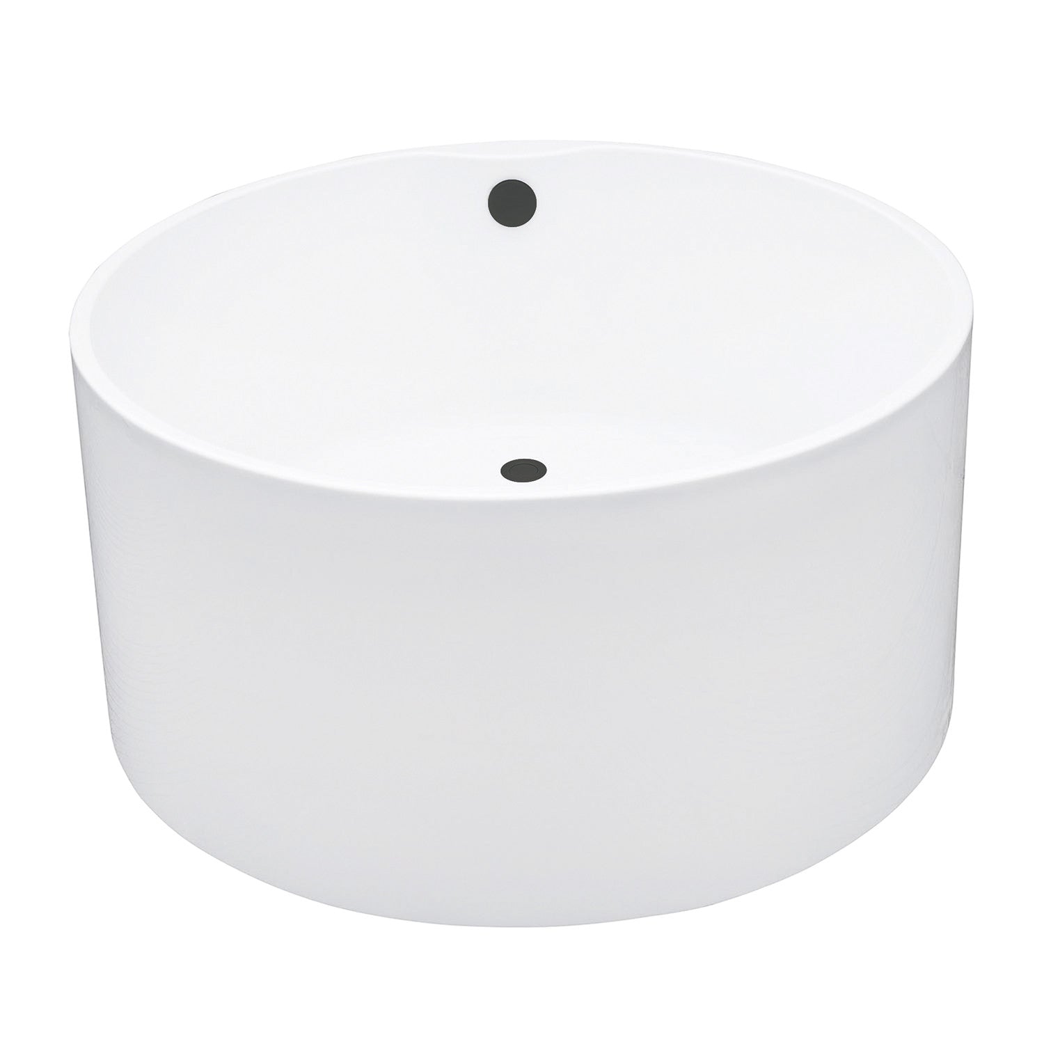 Aqua Eden 45 Inch Acrylic Round Freestanding Bathtub - Double Ended Soaking Tub with Overflow & Drain - Glossy White & Matte Black - Perfect for Luxury Bathrooms & Spa Retreats