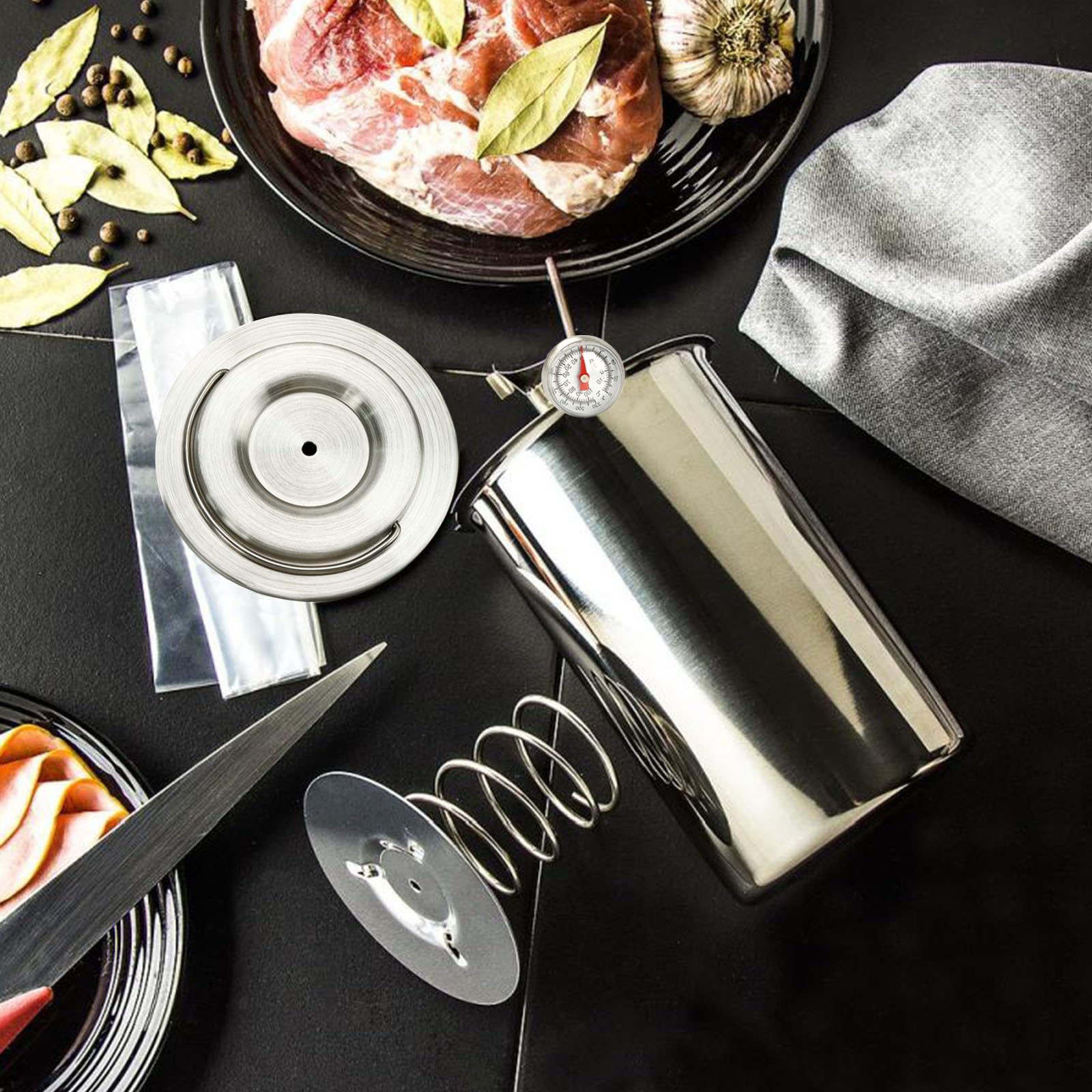 Stainless Steel Ham Maker & Meat Press with Thermometer - Deli Meat Press for Homemade Lunchmeat, Sandwich Meat, and Pressure Cooking | Perfect for Home Kitchens, Delis, and Meal Prep