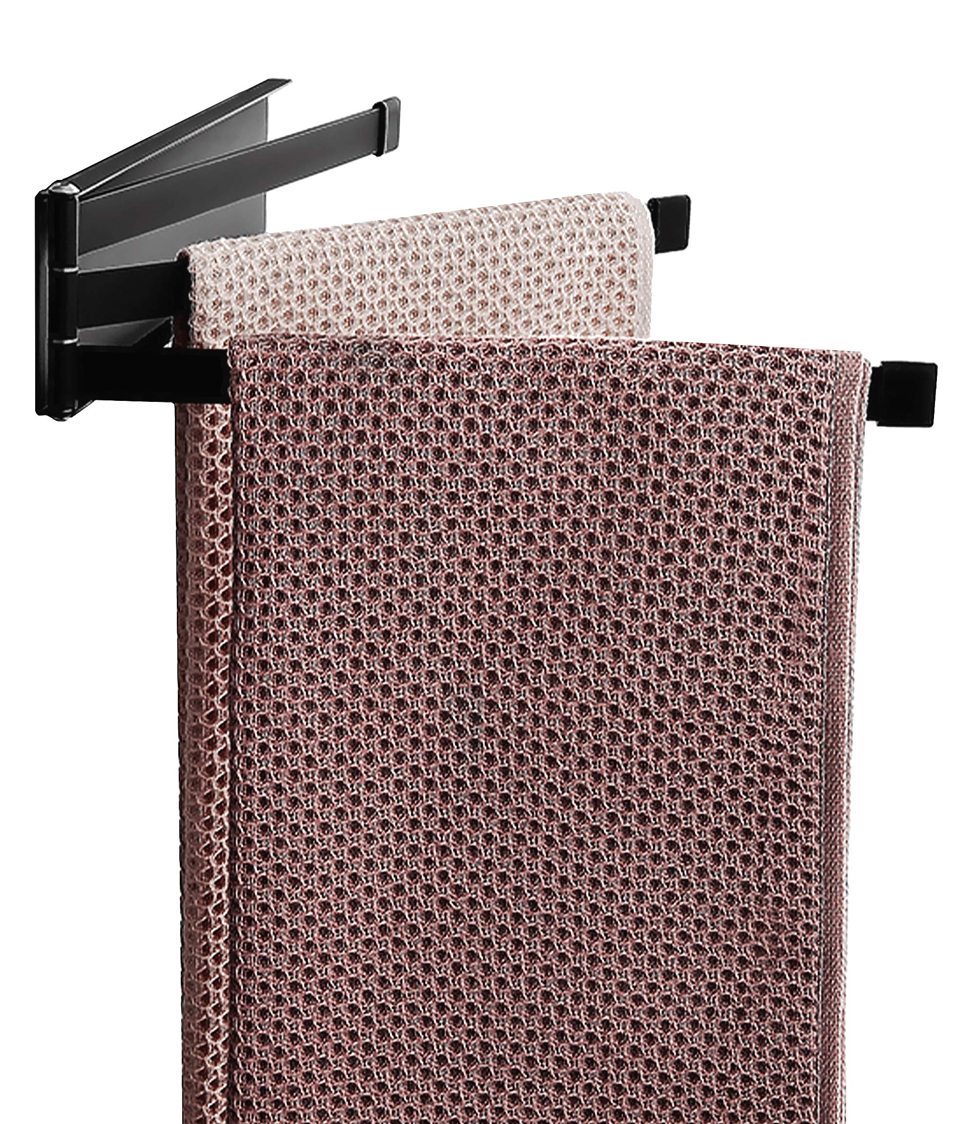 Matte Black Swing Towel Holder Rack - 3-Arm Wall Mounted Swivel Towel Bar for Bathroom & Kitchen Storage | Perfect for Small Spaces, Spa-Like Showers & Organized Home Decor