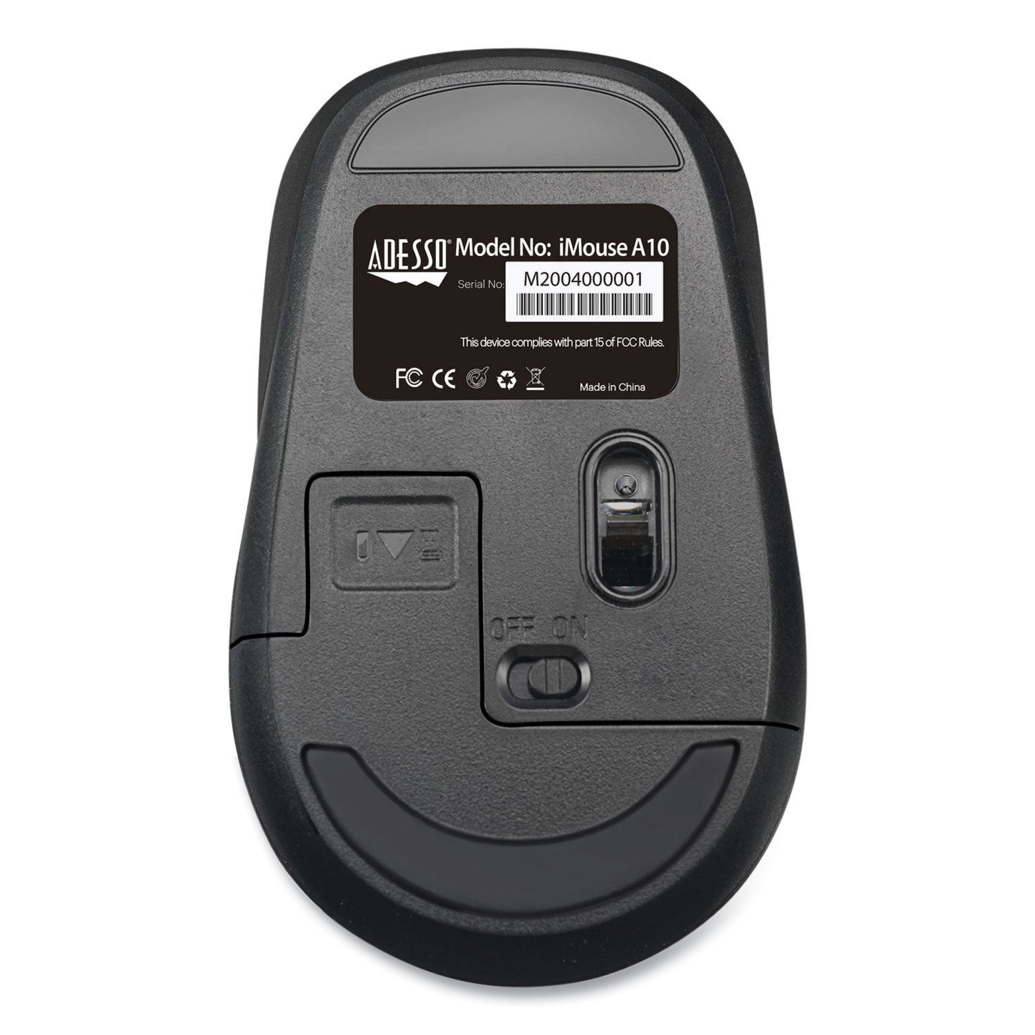 Adesso Imouse A10 Antimicrobial Wireless Mouse - 2.4Ghz, 30ft Range, Ambidextrous Design (Black/Silver) | Perfect for Office, Gaming & Home Use