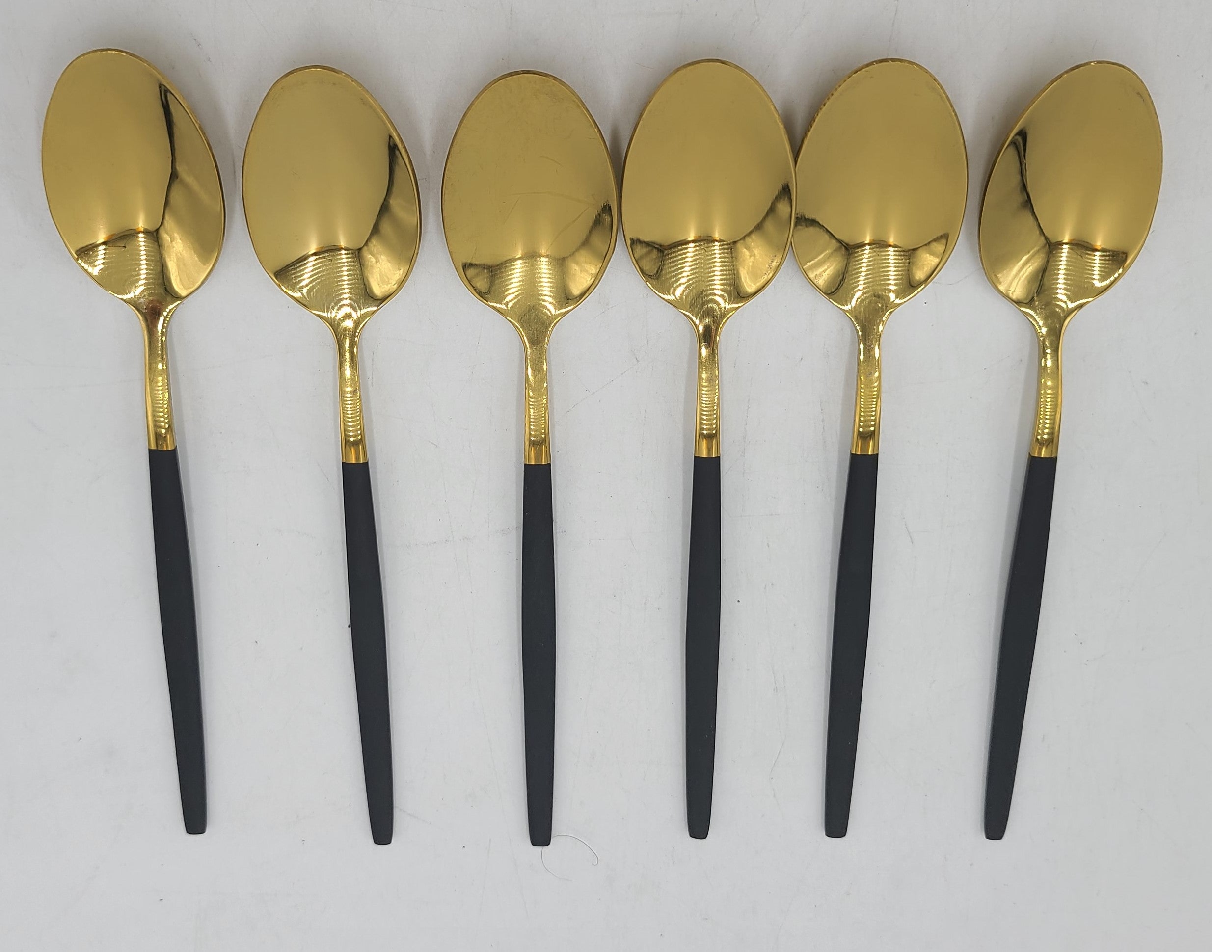 6-Piece Black and Gold Tea Spoon Set (5.75x1 Inch) - Elegant Tableware for Afternoon Tea, Coffee, and Dessert - 100 Pieces per Case