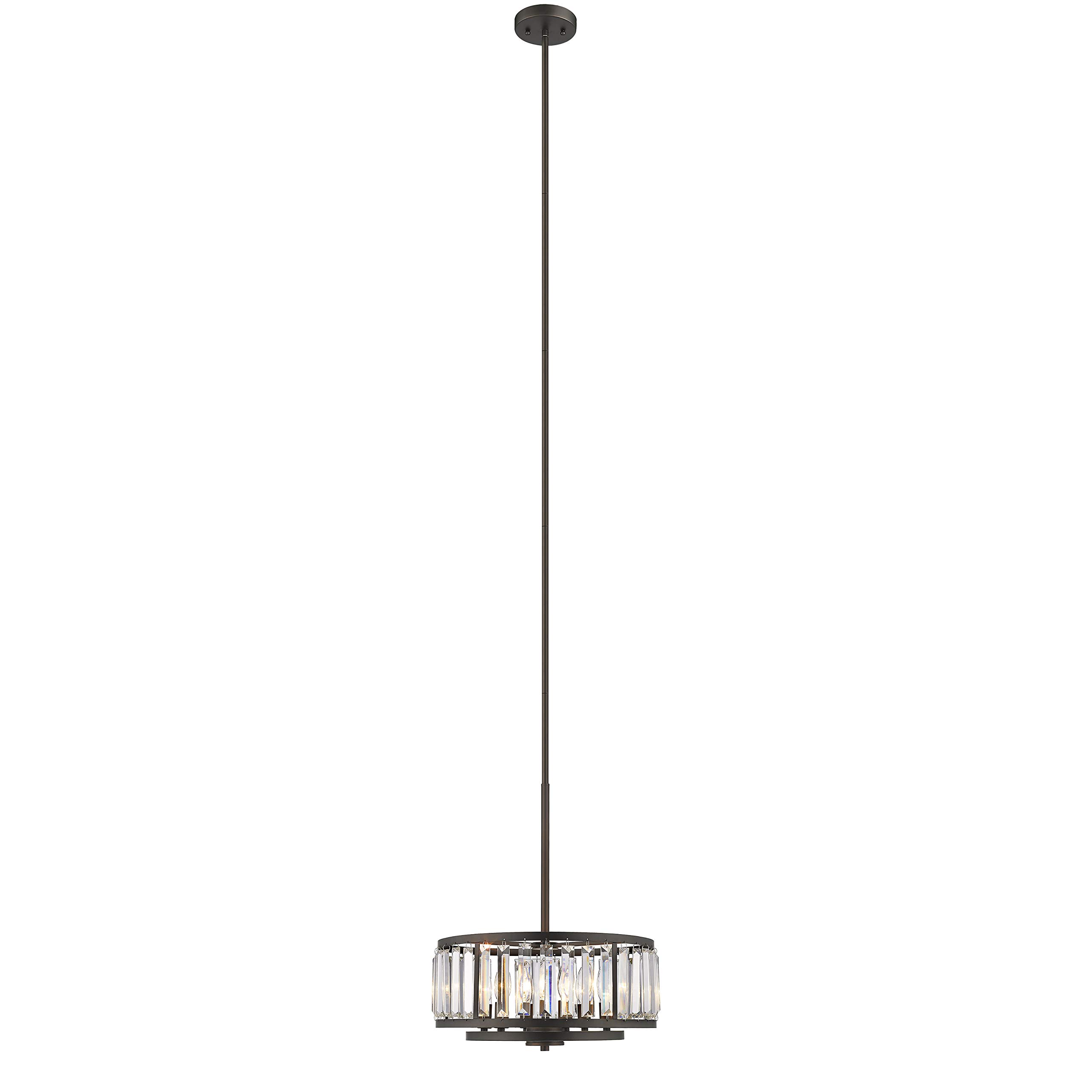 6-Light Rubbed Bronze Ceiling Pendant Fixture - 16 Inch Wide Modern Chandelier for Dining Room, Kitchen Island & Foyer Lighting