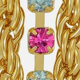 Gold - Pink & White Crystals