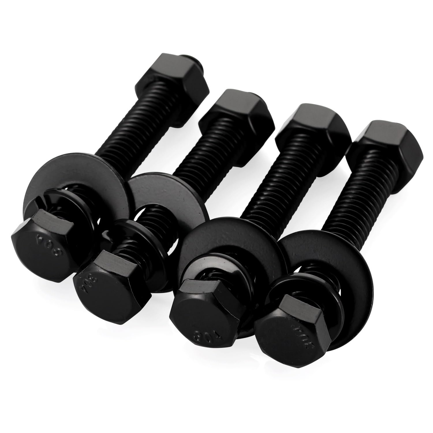 Black Oxide 3/8-16x6 Hex Screws & Nuts Set (4 Pack) - for DIY & Machinery