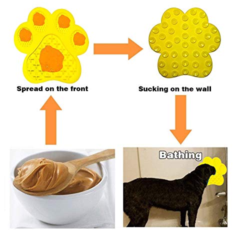 Anti-Anxiety Dog Licking Mat with Peanut Butter - Slow Feeder Bowl & Grooming Pad with Strong Suction for Bath Time, Training & Stress Relief (Yellow) - Perfect for Anxious Pets, Mealtime Enrichment & Vet Visits