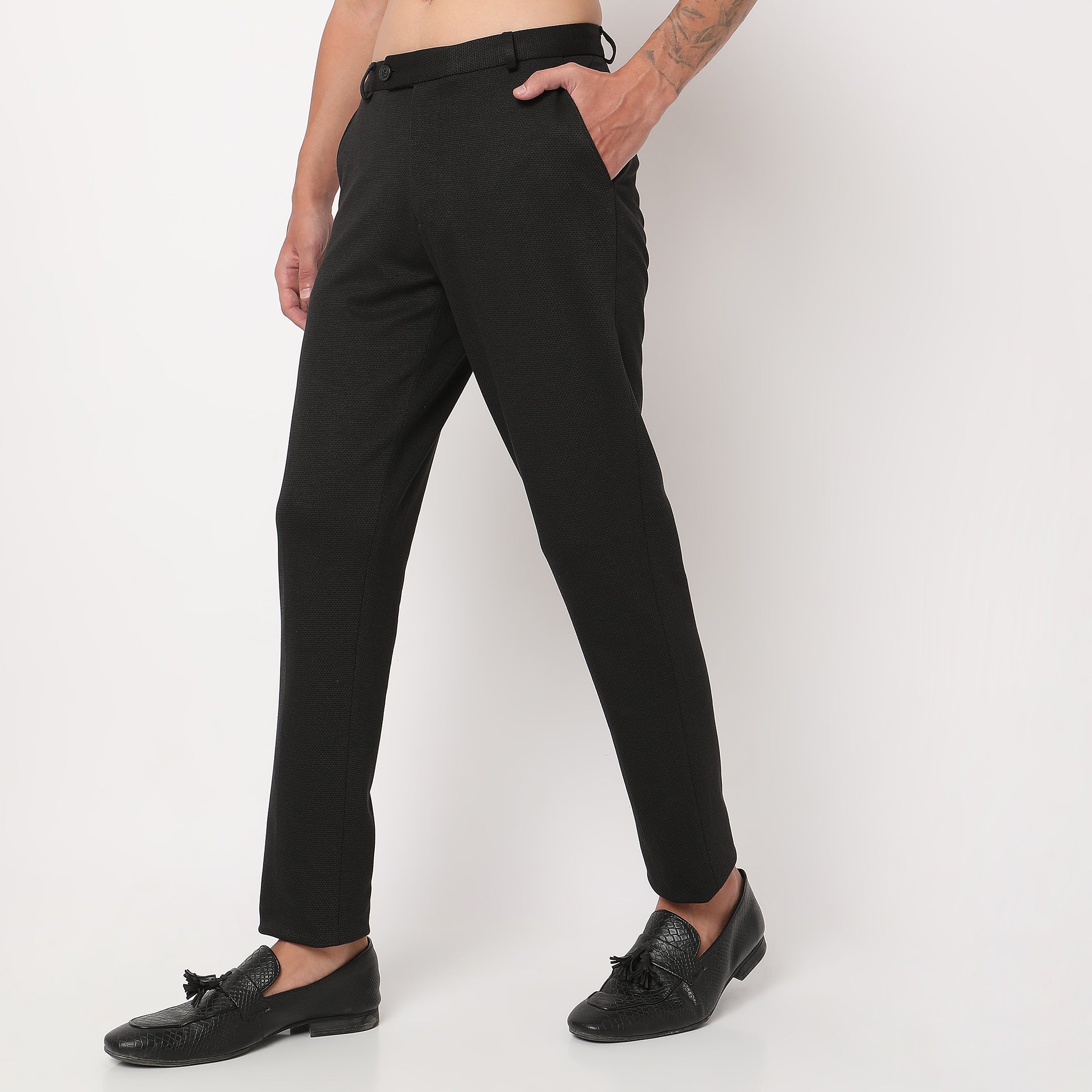 Mid Rise Knit Formal Trousers for Women - Comfortable Office Pants, Business Casual Workwear for Professional & Dressy Occasions