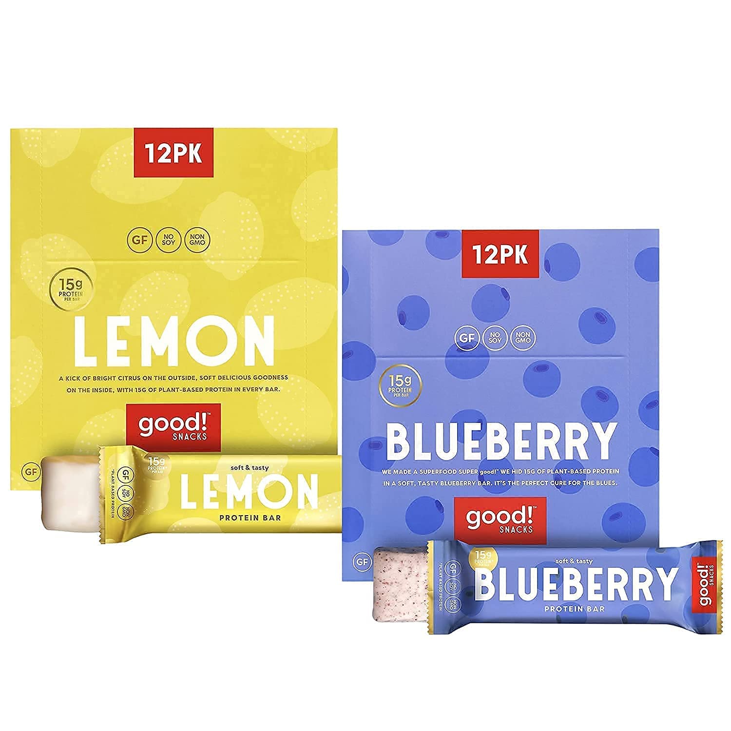 Vegan Protein Bars Bundle - Lemon & Blueberry (24 Bars) | Gluten-Free, Plant-Based, Low Sugar, High Protein (15g) | Healthy Meal Replacement & Energy Snacks | Perfect for Workouts, Office Snacking & On-the-Go Nutrition