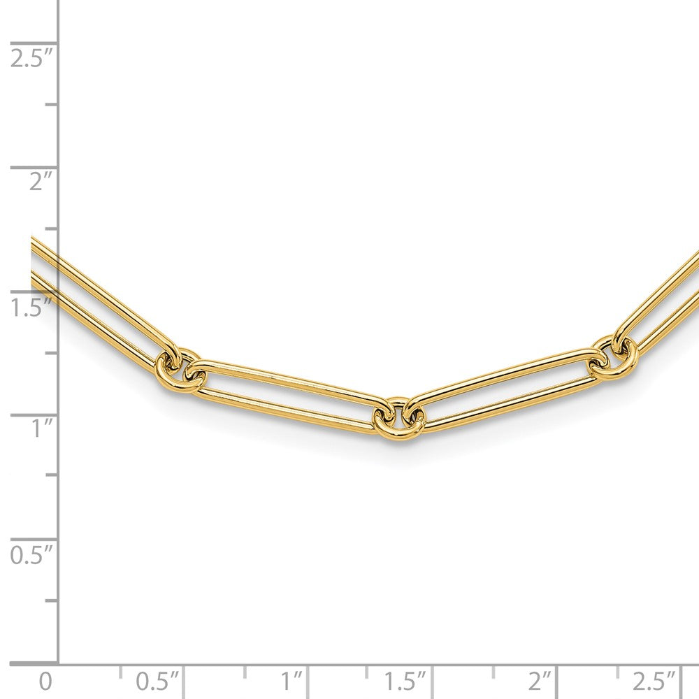 18K Gold Hollow Paperclip Link Necklace - 18 Inch Polished Chain for Women, Model LF1657 | Elegant Layering Piece for Office, Date Night & Special Occasions