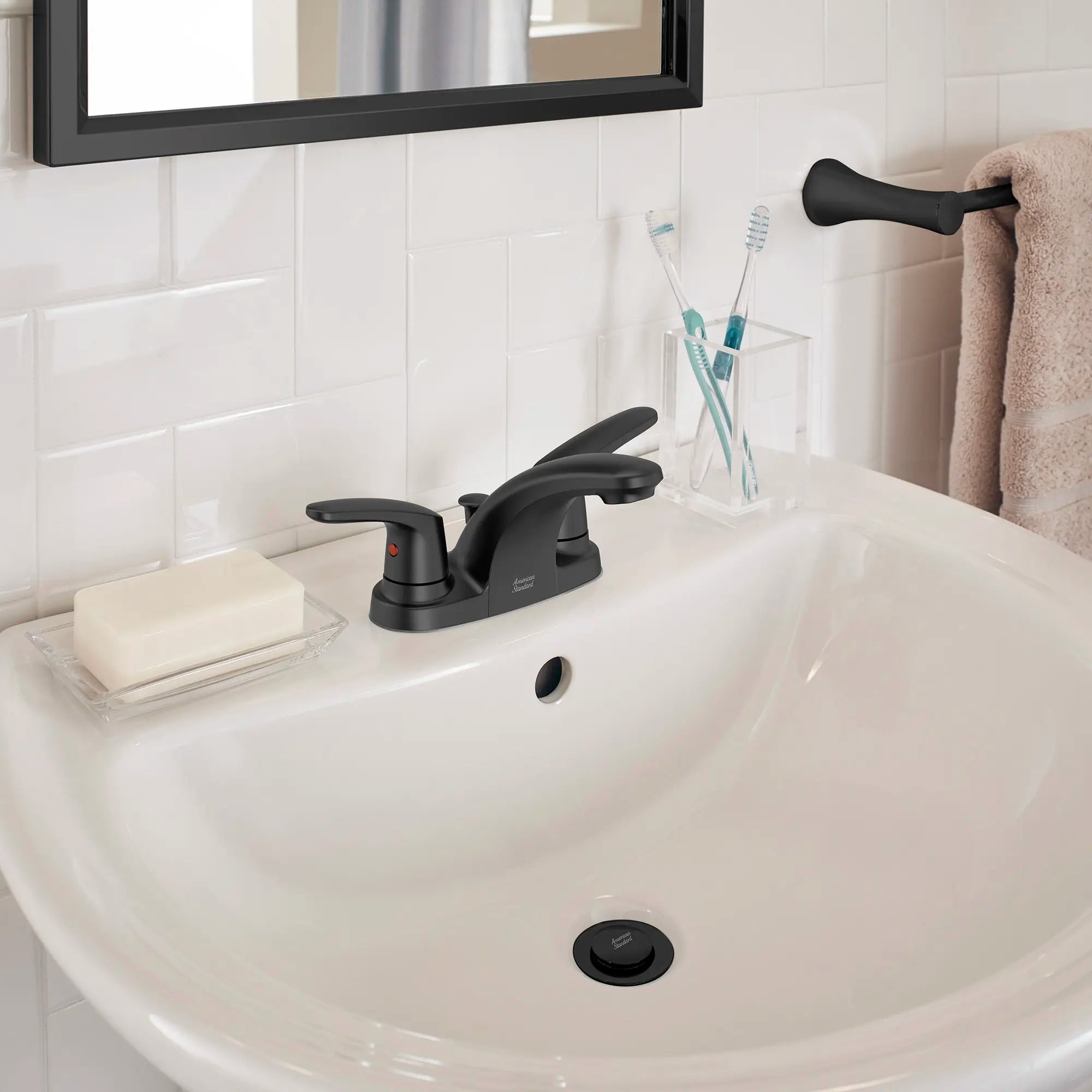 Colony PRO 4 Inch Centerset 2-Handle Bathroom Faucet - 1.2 GPM/4.5 LPM Water-Saving Lever Handle Design - Perfect for Modern Bathrooms, Powder Rooms & Guest Baths