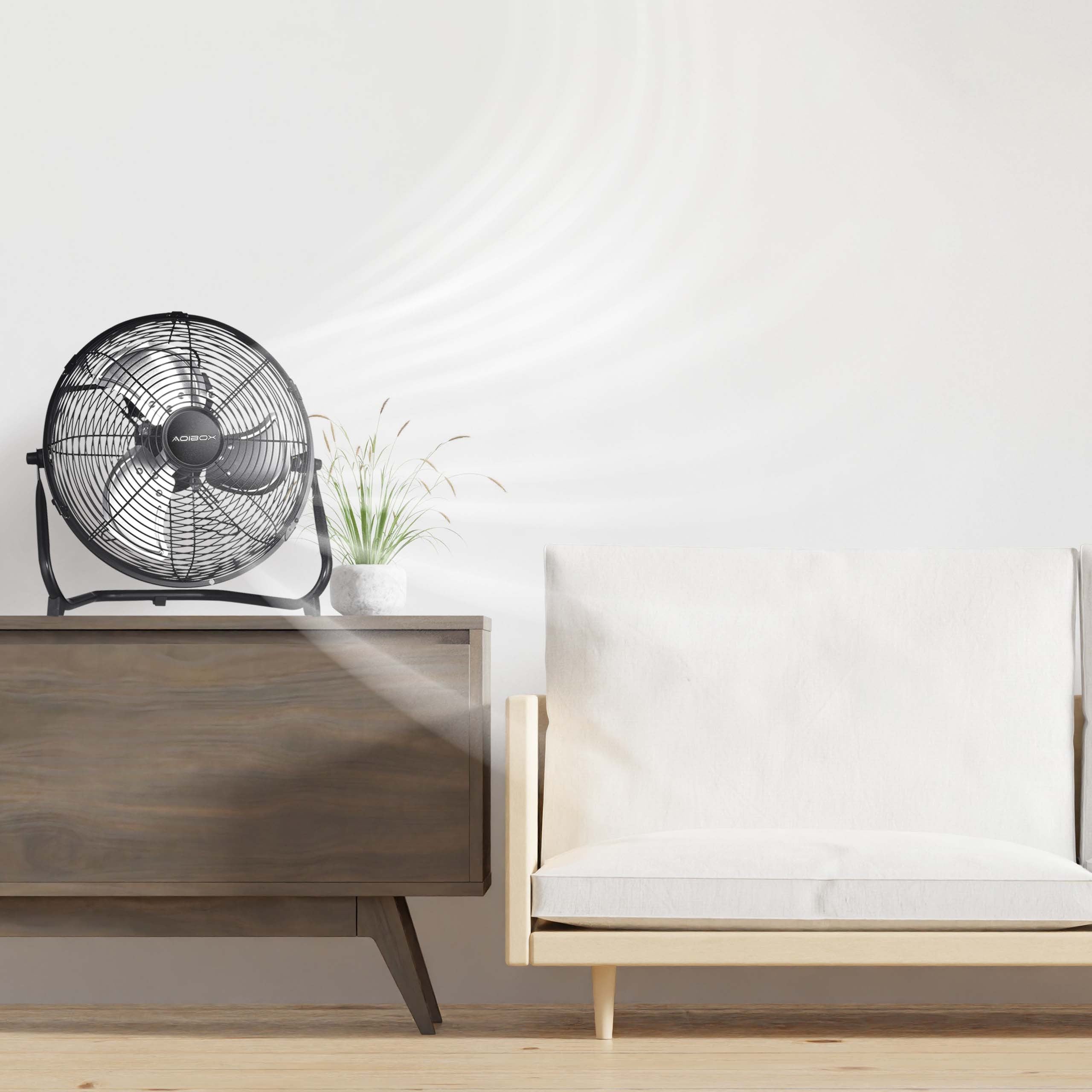 18 Inch 3-Speed High Velocity Industrial Heavy Duty Metal Floor Fan - Black with Tilting Head - Powerful Cooling for Warehouses, Garages, Workshops, and Indoor/Outdoor Use