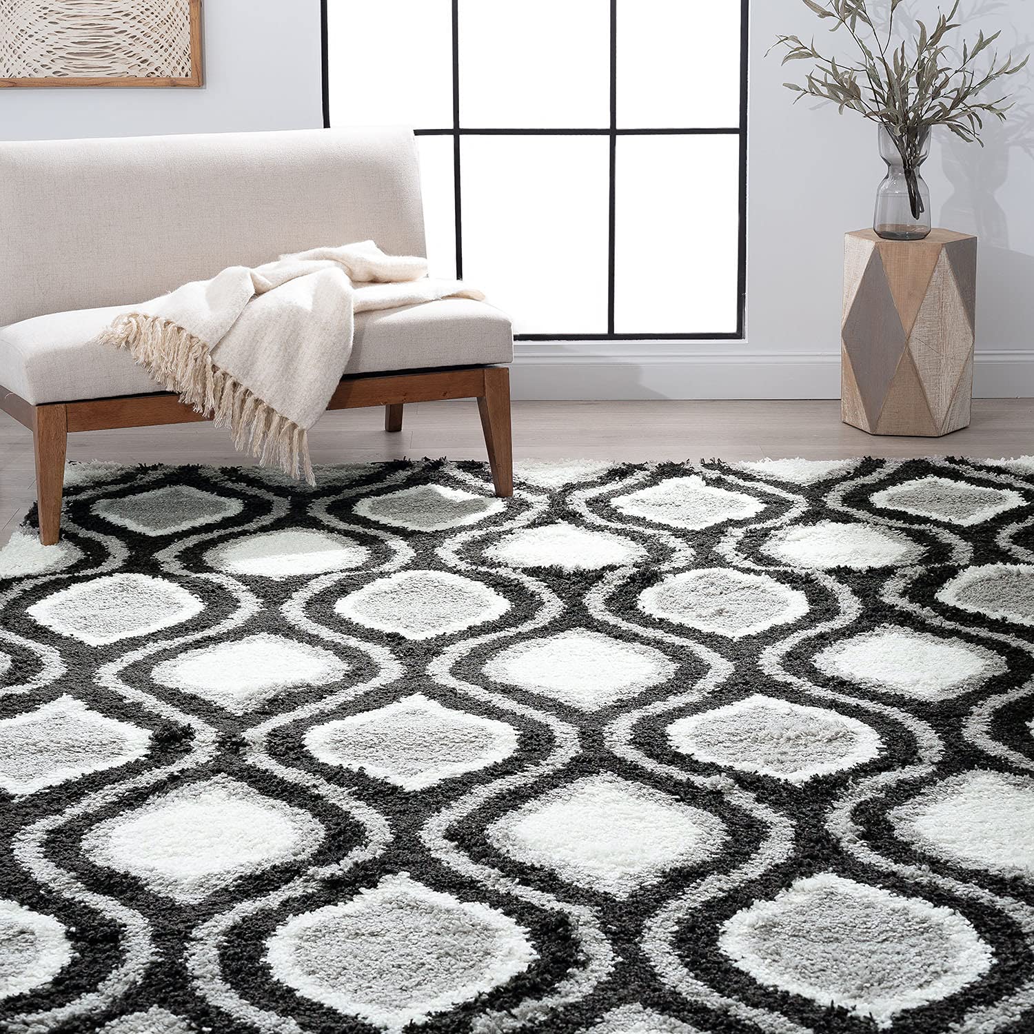 Easy Clean White 4x6 Shag Rug - Soft Modern Indoor Area Rug for Living Room, Bedroom, Dining Room, Kitchen & Entryway - Plush Shaggy Carpet for Cozy Home Decor - Alfombras para Salas Modernas - Perfect for Adding Warmth & Style to Any Space