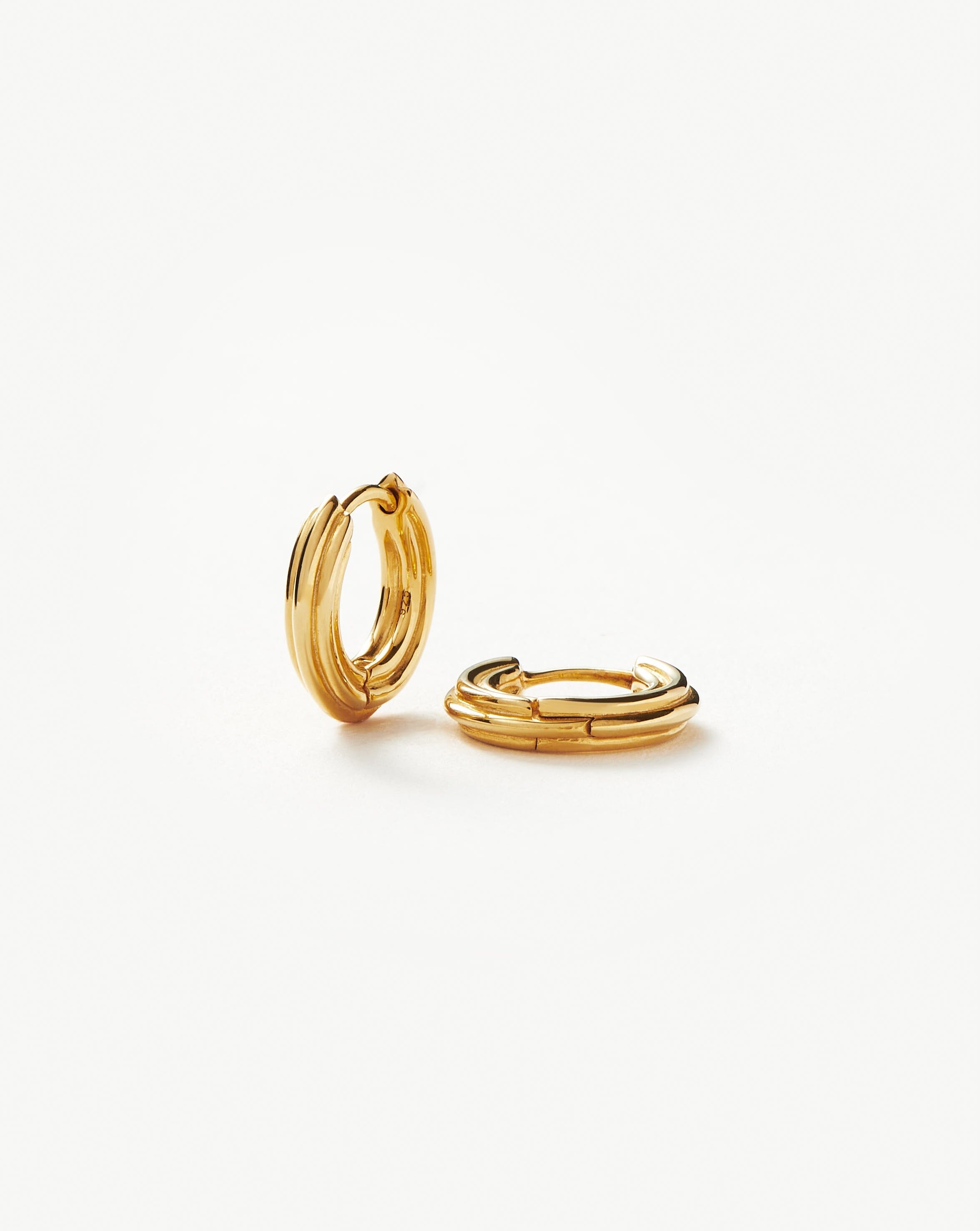 Ridge Mini Hoop Earrings - 18k Gold Plated Dainty Huggie Earrings for Women | Everyday Wear, Gift Giving & Special Occasions