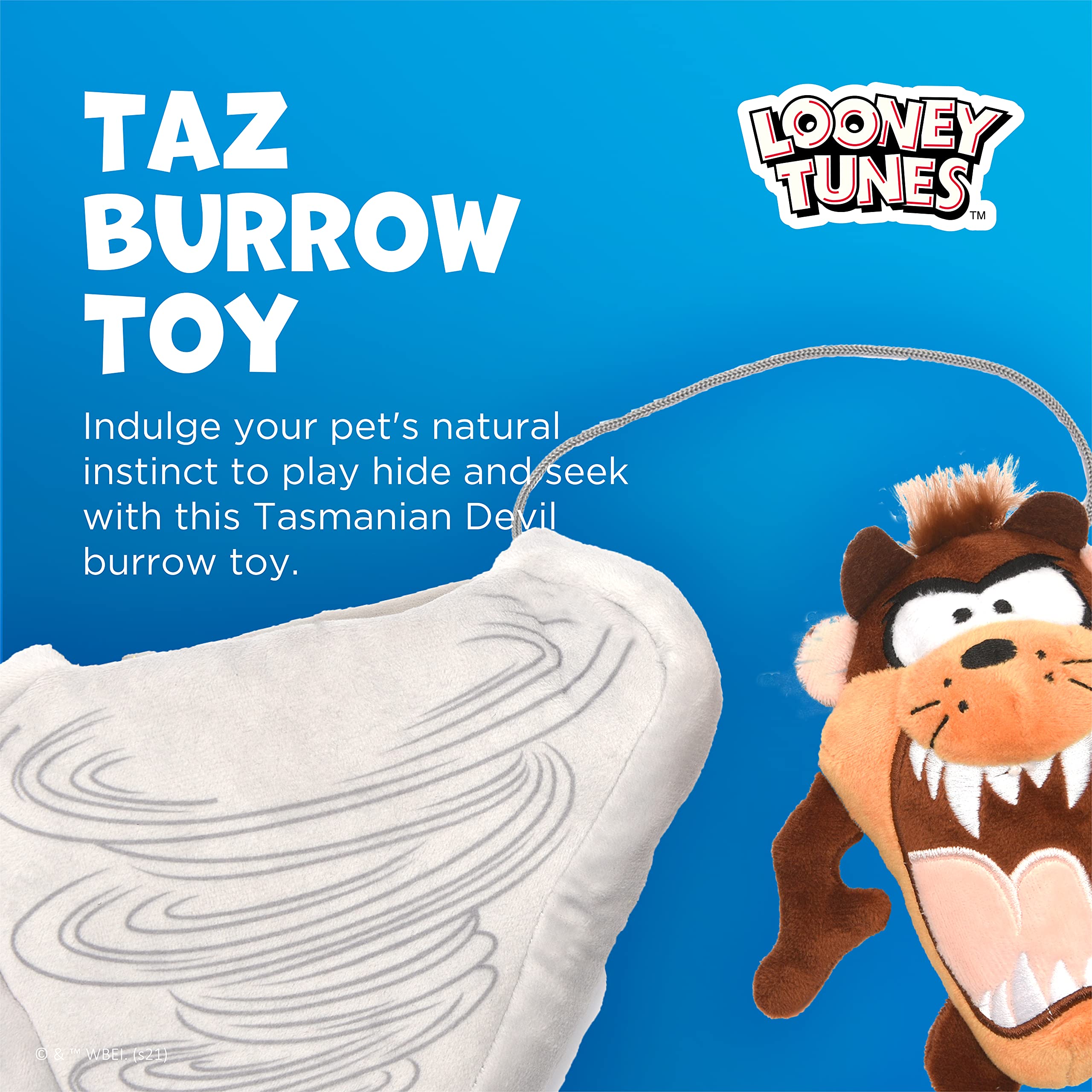 Looney Tunes Taz the Tasmanian Devil Plush Dog Toy - Interactive Hide & Seek Fabric Toy for Small, Medium & Large Dogs | Soft Brown, Tan & Grey Chew Toy for Playtime & Training | Perfect for Indoor & Outdoor Fun