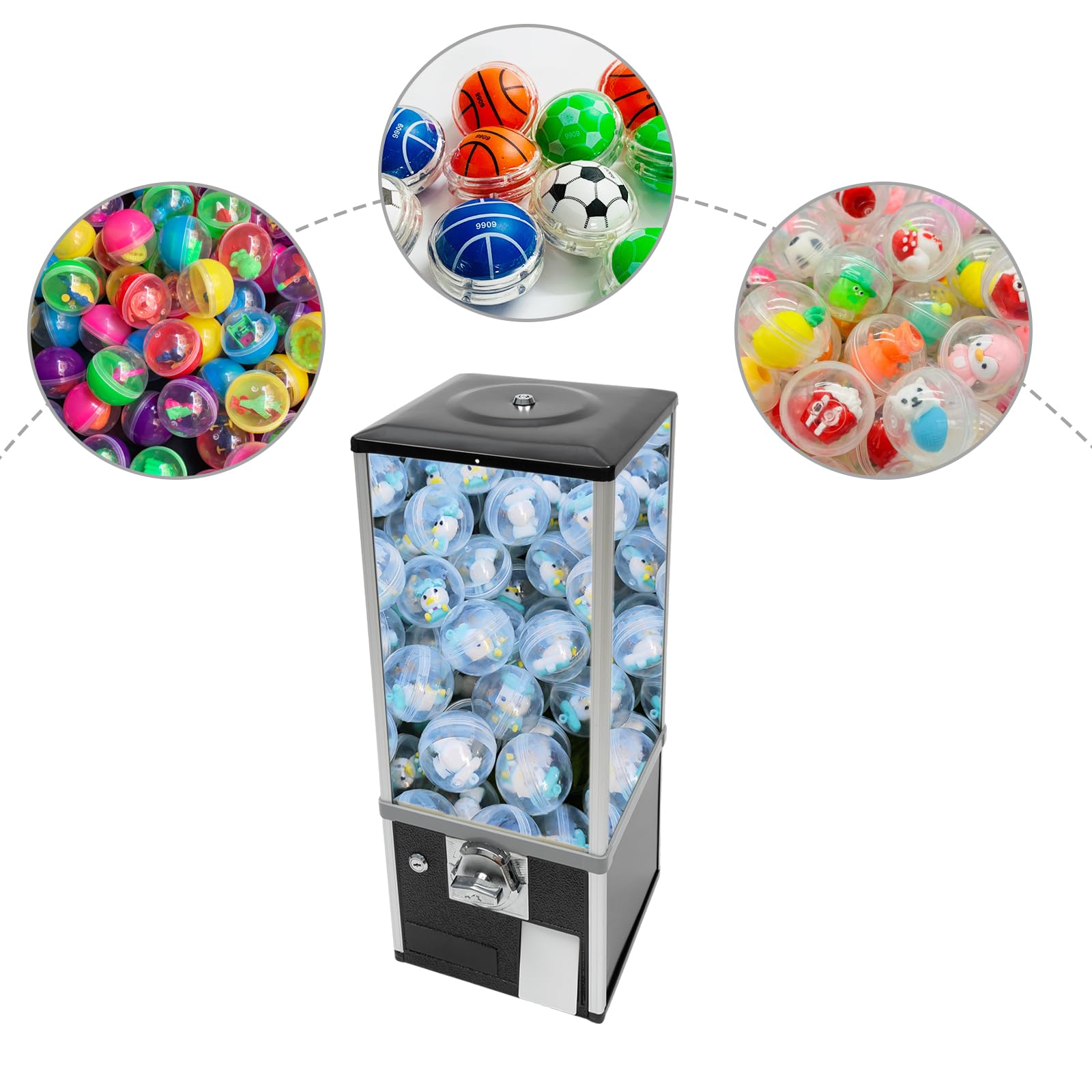 Commercial 25 Cent Coin Operated Metal Candy Vending Machine - Black | Durable Candy & Prize Dispenser for Game Rooms, Arcades, Amusement Parks, Retail Stores & Office Break Rooms