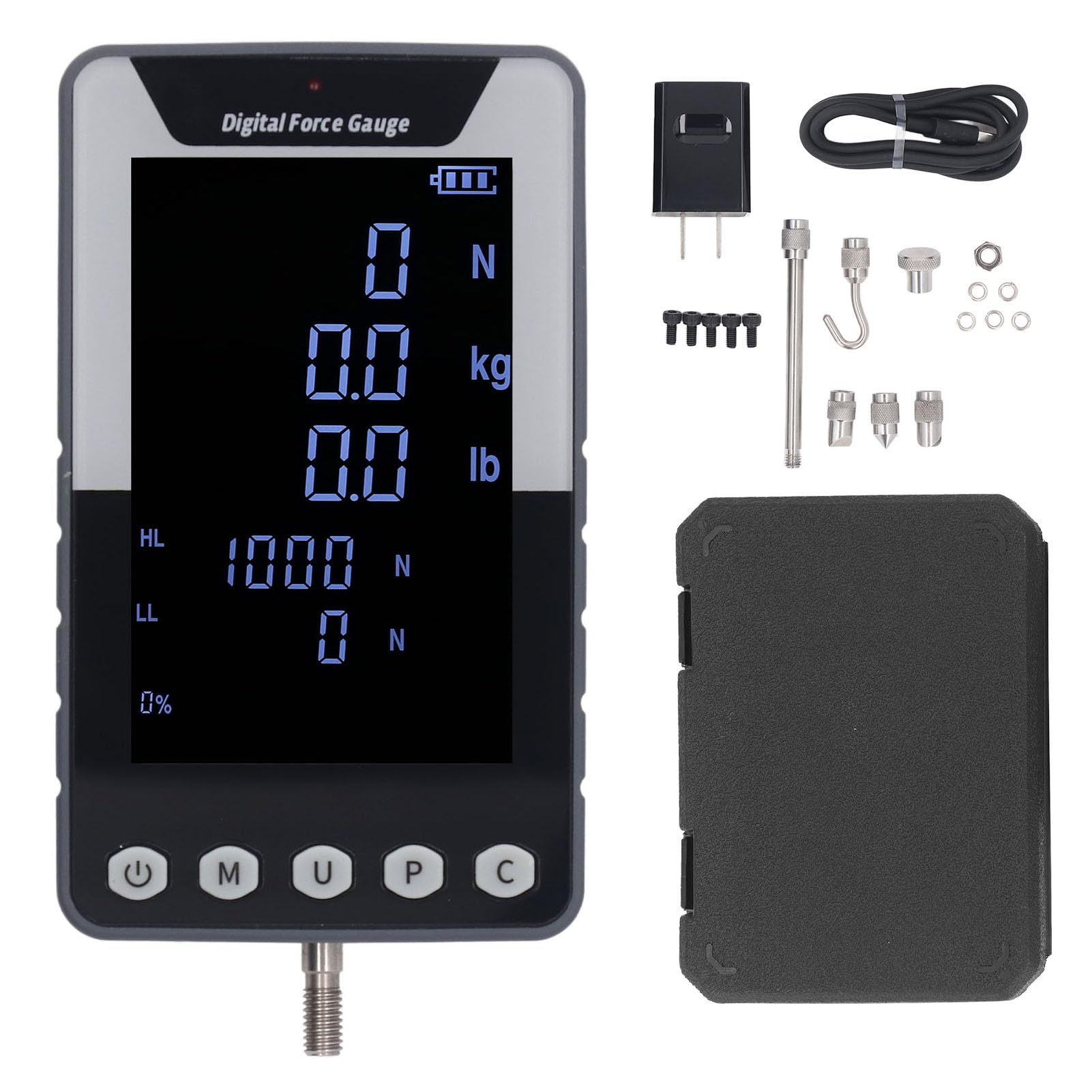 50N Digital Force Gauge with LCD Display - Push Pull Tester for Measuring Force in N, Kg & Lb - Electronic Tensile Strength Tester with US Plug - Perfect for Lab Testing, Quality Control & Material Strength Analysis