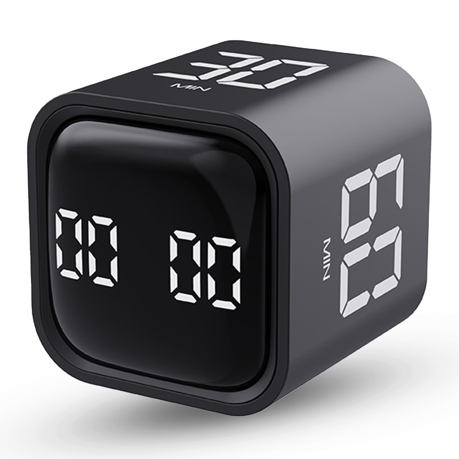 Productivity Timer Cube with Gravity Sensor - Countdown & Countup Timer (Mute/Vibrate/Sound) - 5/10/30/60min & Custom Timing - Ideal for ADHD Focus, Office Work, Study Sessions & Kitchen Cooking