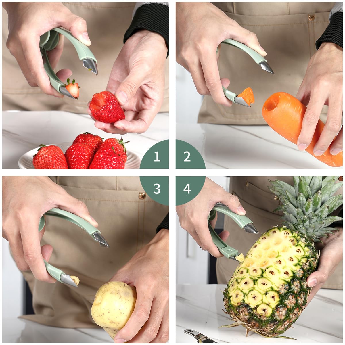 3-in-1 Watermelon Slicer & Fruit Carving Tool Set - Portable Melon Baller, Grape Cutter & Scoop for Camping, Kitchen & Picnics (2-Pack Combo) | Perfect for Summer BBQs, Fruit Salads & Party Platters