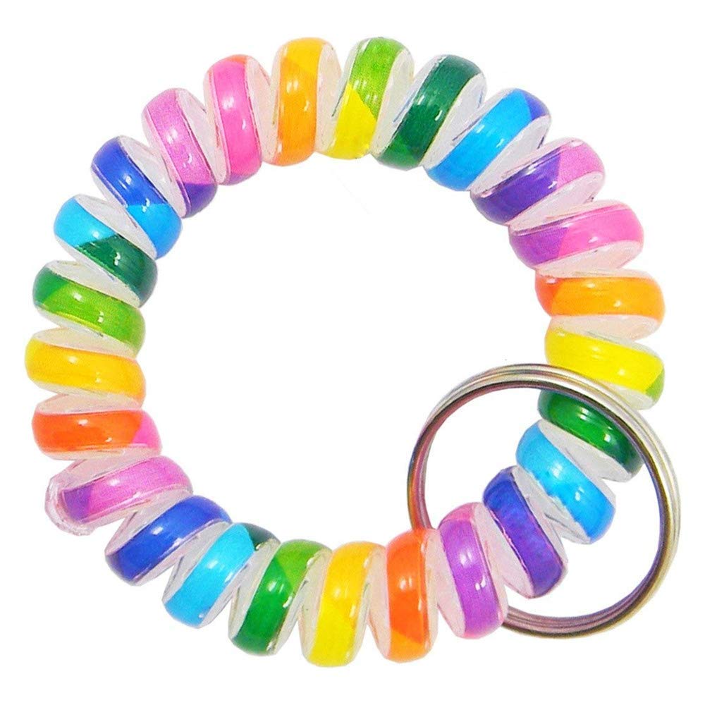 Flexible Spiral Wristband Bracelet with Keychain - Durable Spring Coil Wrist Band & Key Ring Holder for Keys, ID Cards, and Small Essentials - Perfect for Gym, Work, Travel, and Outdoor Activities