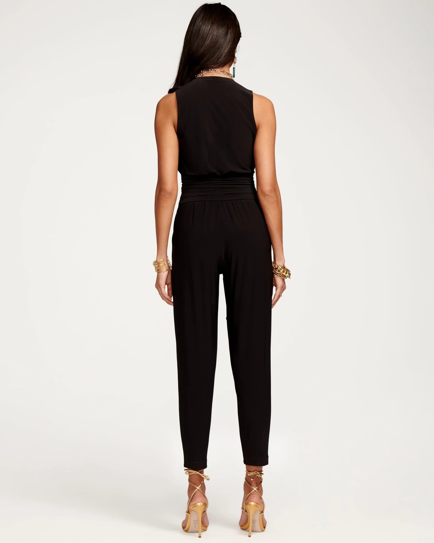 Black Daisy V-Neck Jumpsuit for Women - Elegant Casual Romper with Pockets | Perfect for Summer Outfits, Beach Vacations & Date Nights