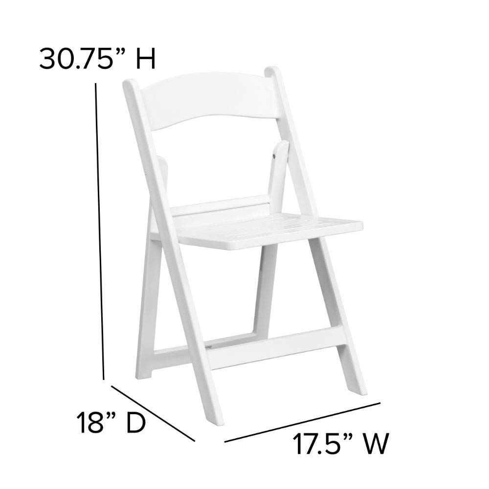 Flash Furniture 2-Pack HERCULES Series 800 lb Capacity White Resin Folding Chairs with Slatted Seat - Heavy Duty Outdoor & Indoor Chairs for Events, Parties, Weddings, and Camping