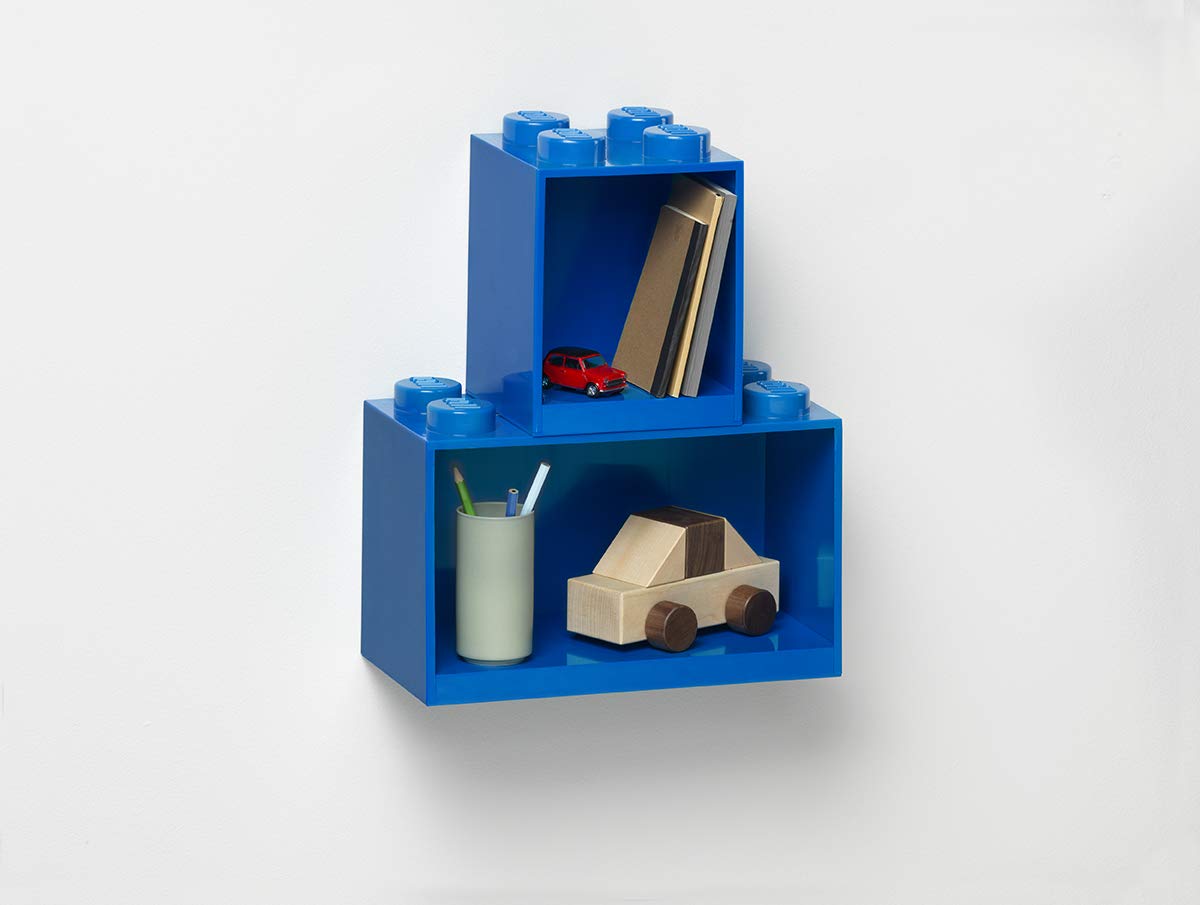 ROOM Copenhagen Lego Brick Shelf Box - Stackable & Wall-Mountable Storage Organizer for LEGO Bricks - 8 Stud Blue - Perfect for Kids' Room, Playroom & LEGO Display Organization
