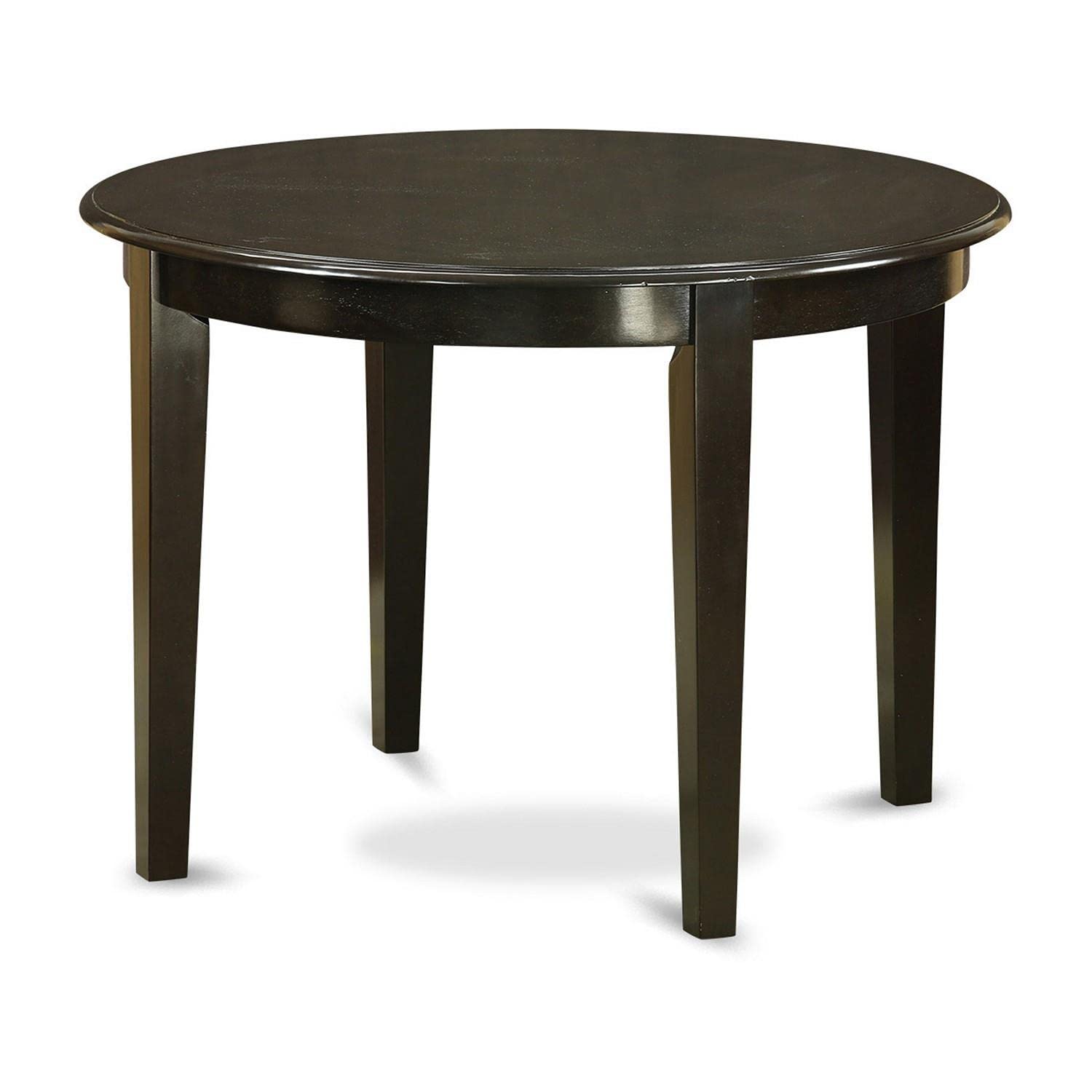 East West Furniture BOAN3-CAP-C 3-Piece Small Space Kitchen Table Set with Round Dining Table & 2 Linen Fabric Chairs, 42x42 Inch, Cappuccino - Perfect for Apartments, Breakfast Nooks & Cozy Dining Areas